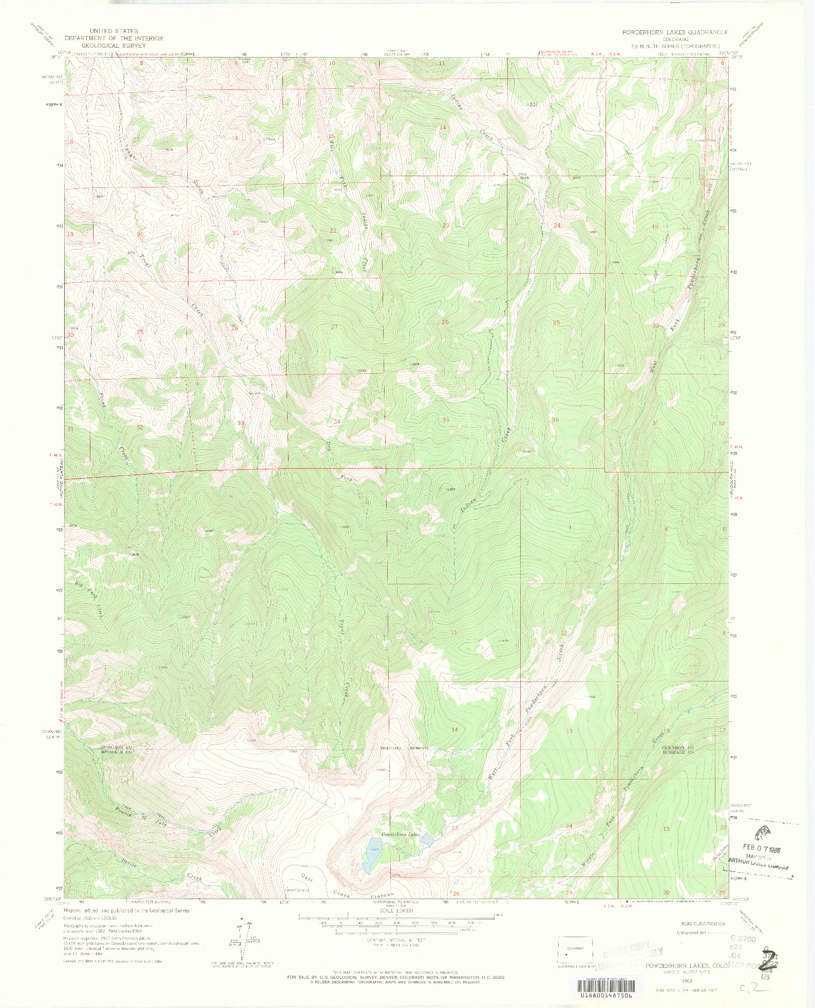 USGS 1:24000-SCALE QUADRANGLE FOR POWDERHORN LAKES, CO 1963