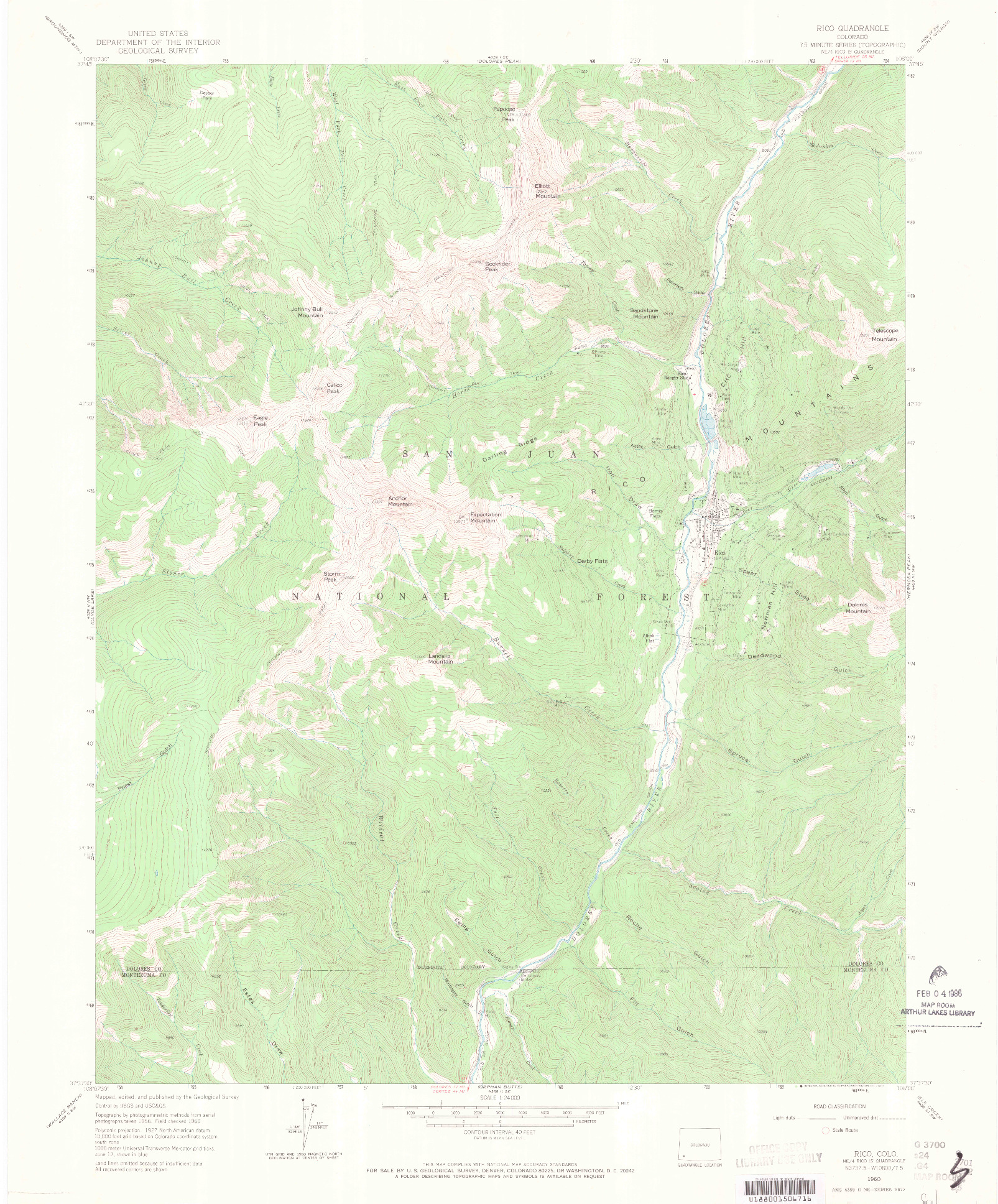 USGS 1:24000-SCALE QUADRANGLE FOR RICO, CO 1960