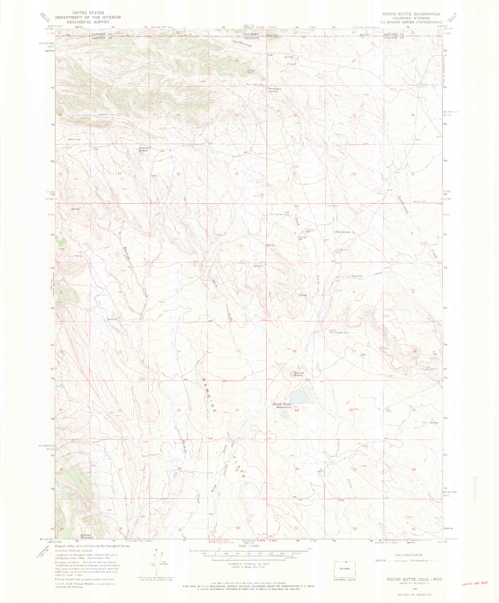 USGS 1:24000-SCALE QUADRANGLE FOR ROUND BUTTE, CO 1967