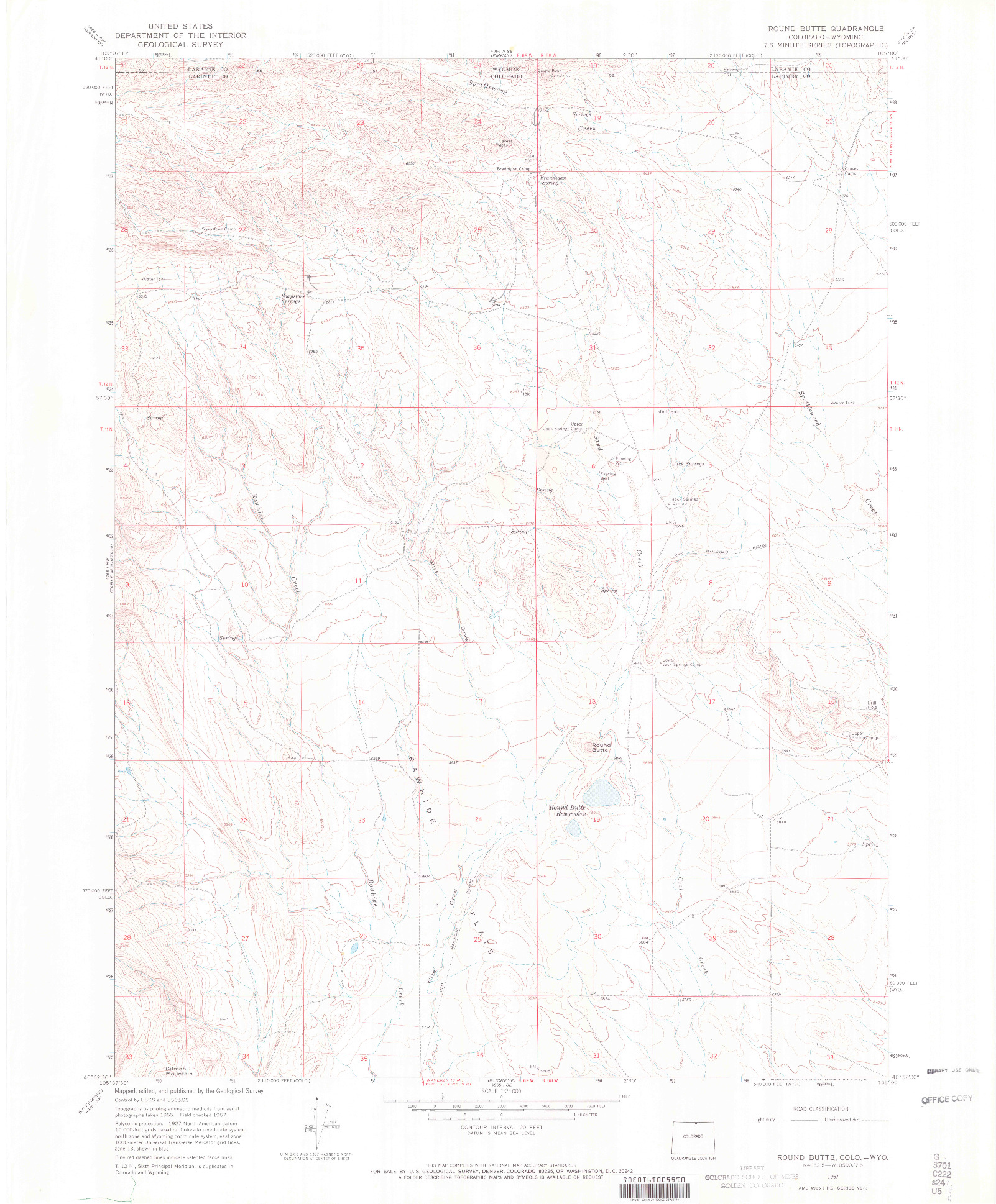 USGS 1:24000-SCALE QUADRANGLE FOR ROUND BUTTE, CO 1967