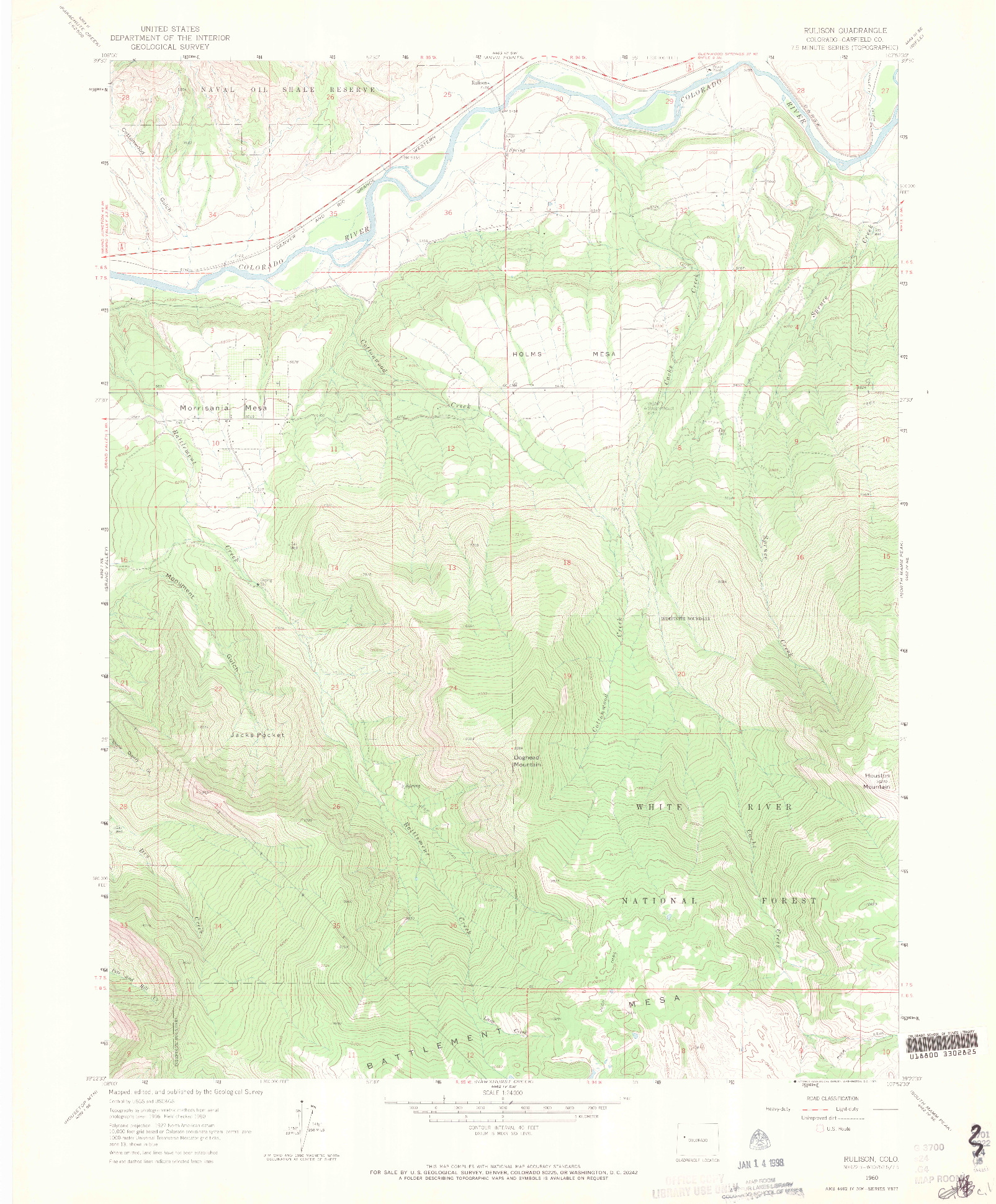 USGS 1:24000-SCALE QUADRANGLE FOR RULISON, CO 1960