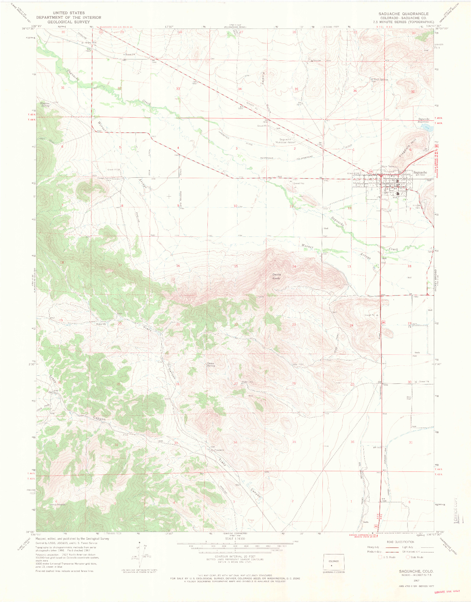 USGS 1:24000-SCALE QUADRANGLE FOR SAGUACHE, CO 1967