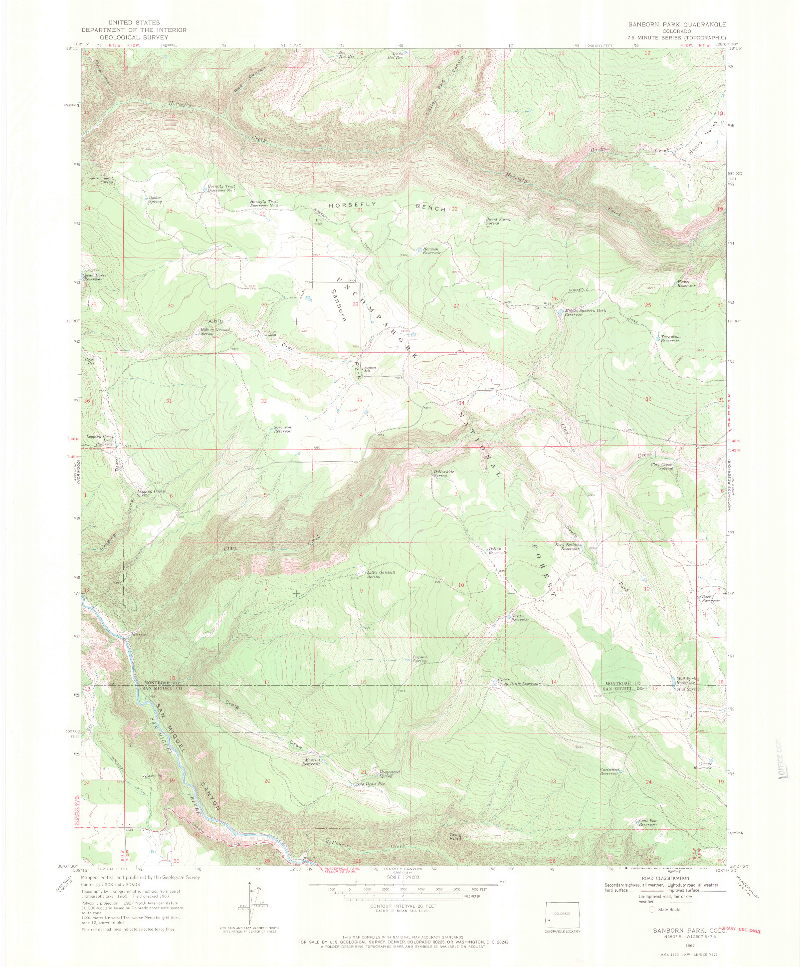 USGS 1:24000-SCALE QUADRANGLE FOR SANBORN PARK, CO 1967