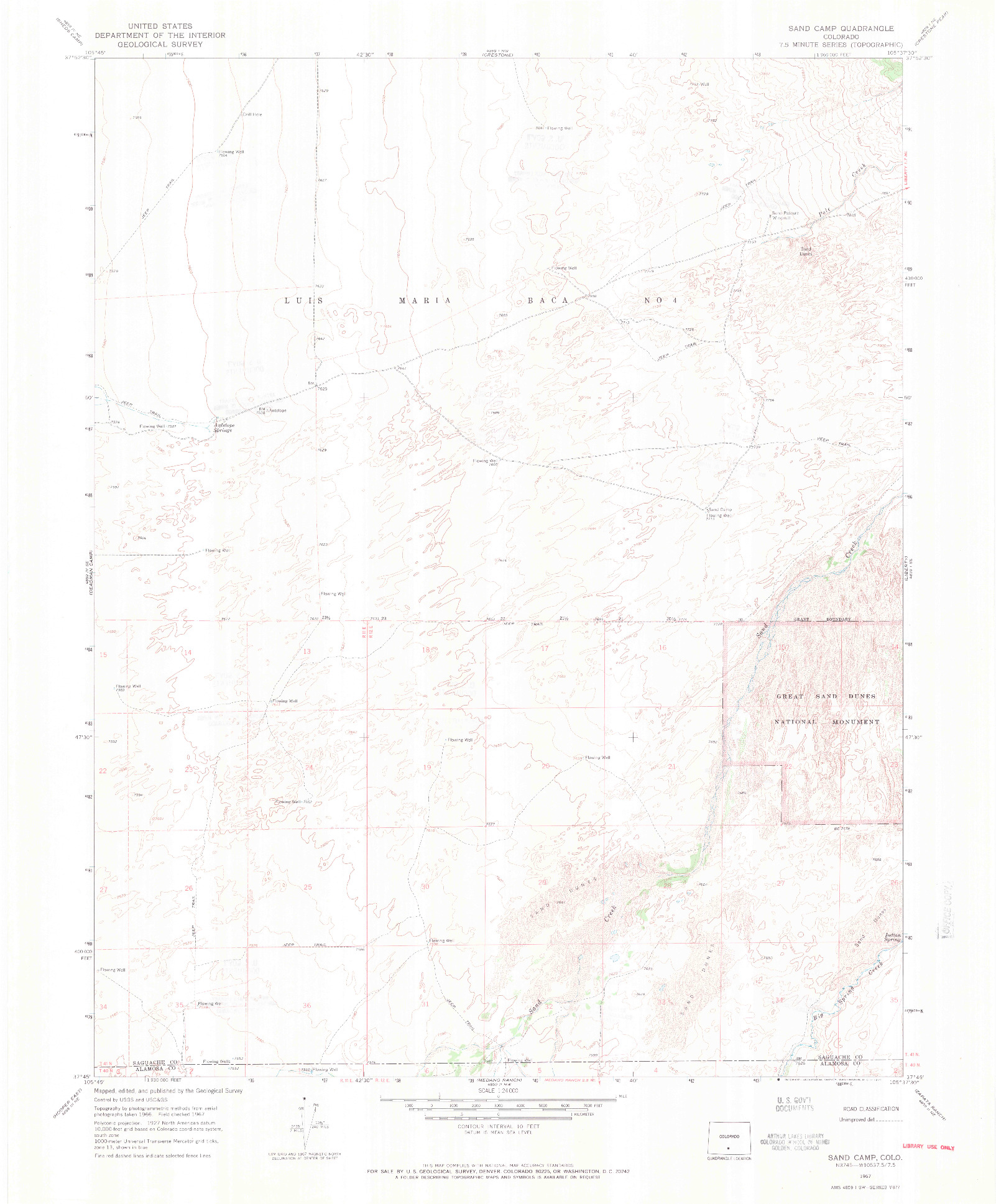 USGS 1:24000-SCALE QUADRANGLE FOR SAND CAMP, CO 1967