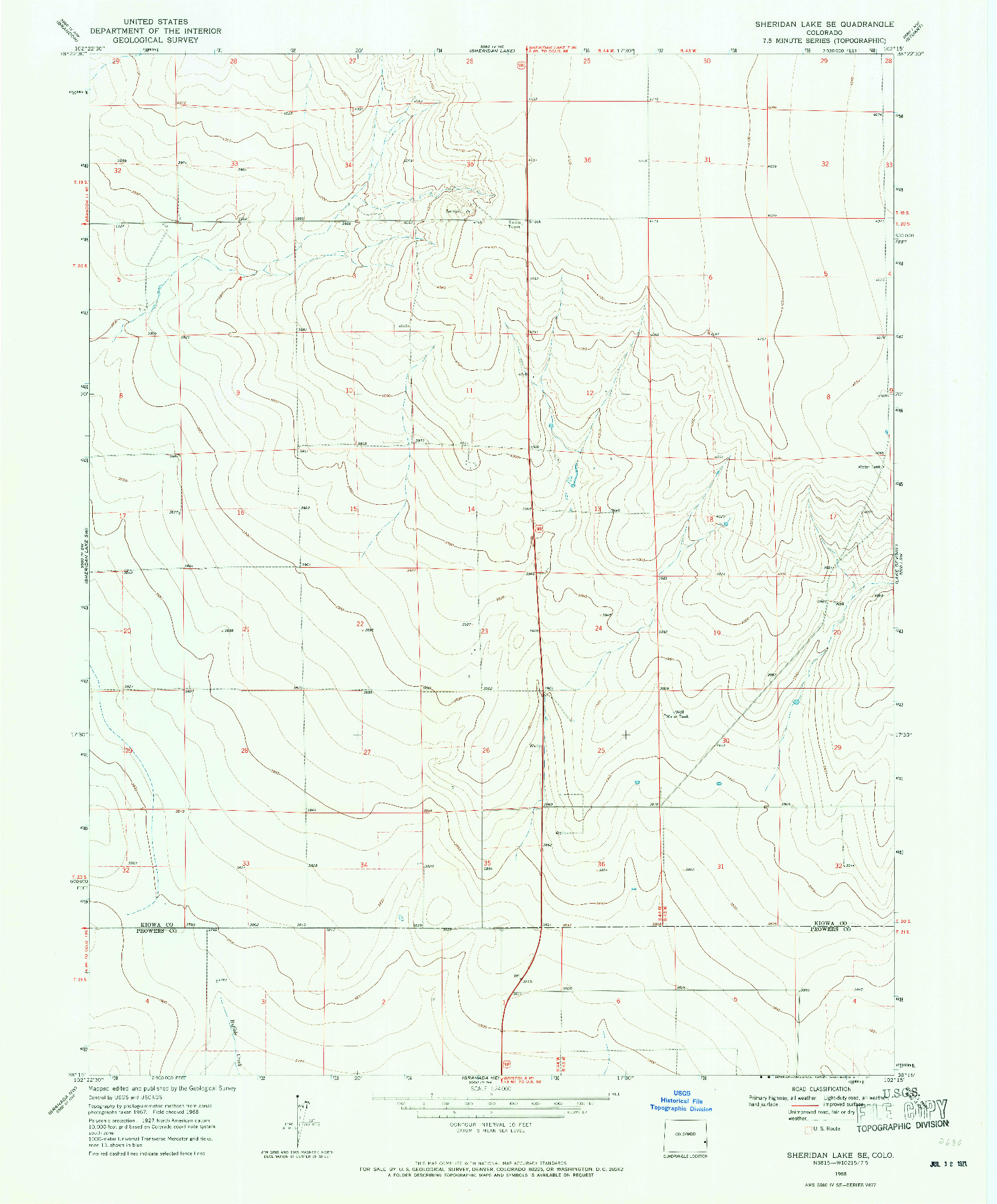 USGS 1:24000-SCALE QUADRANGLE FOR SHERIDAN LAKE SE, CO 1968