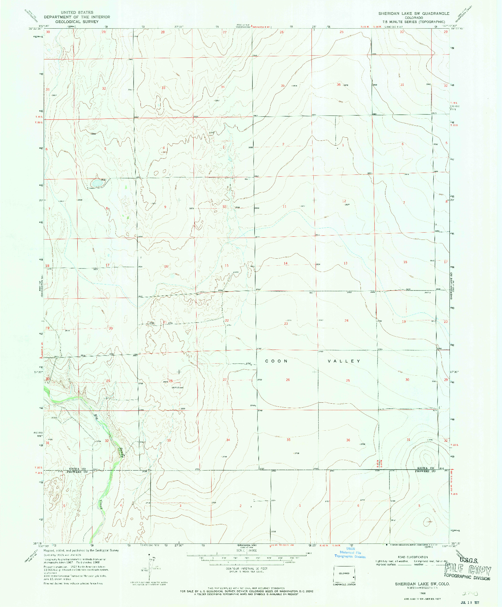 USGS 1:24000-SCALE QUADRANGLE FOR SHERIDAN LAKE SW, CO 1968