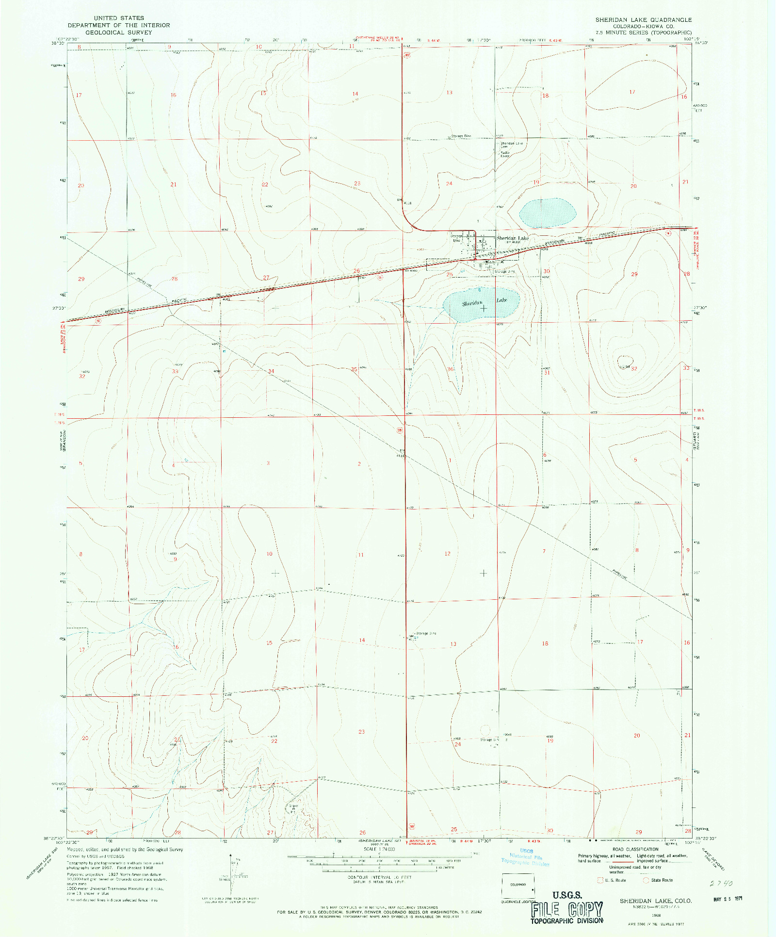USGS 1:24000-SCALE QUADRANGLE FOR SHERIDAN LAKE, CO 1968