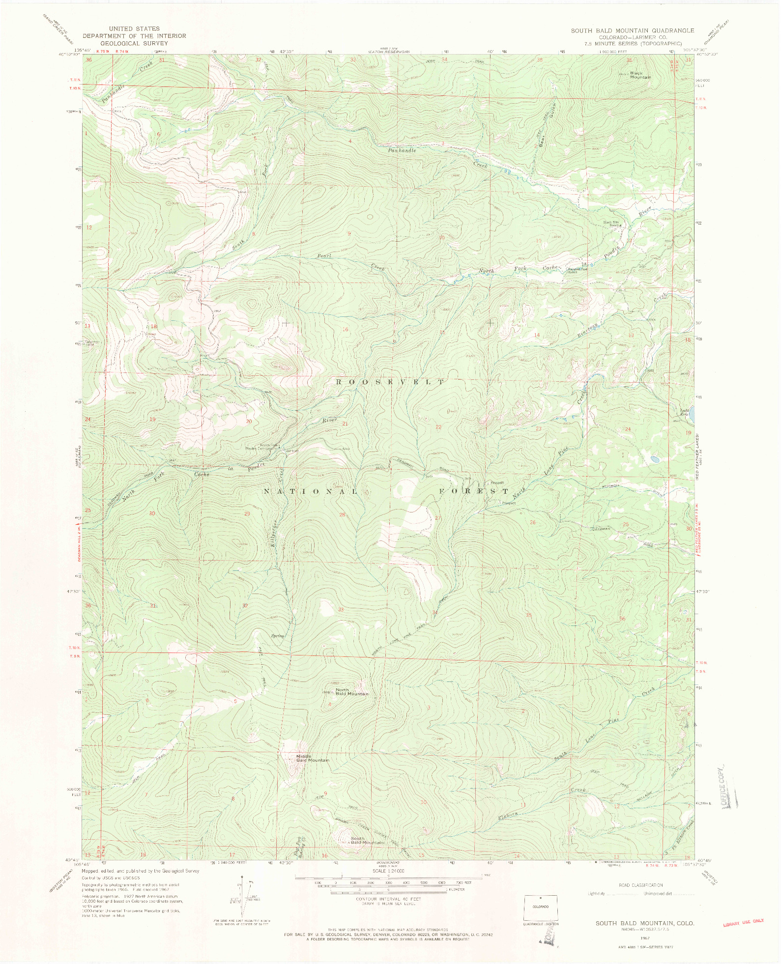 USGS 1:24000-SCALE QUADRANGLE FOR SOUTH BALD MOUNTAIN, CO 1967