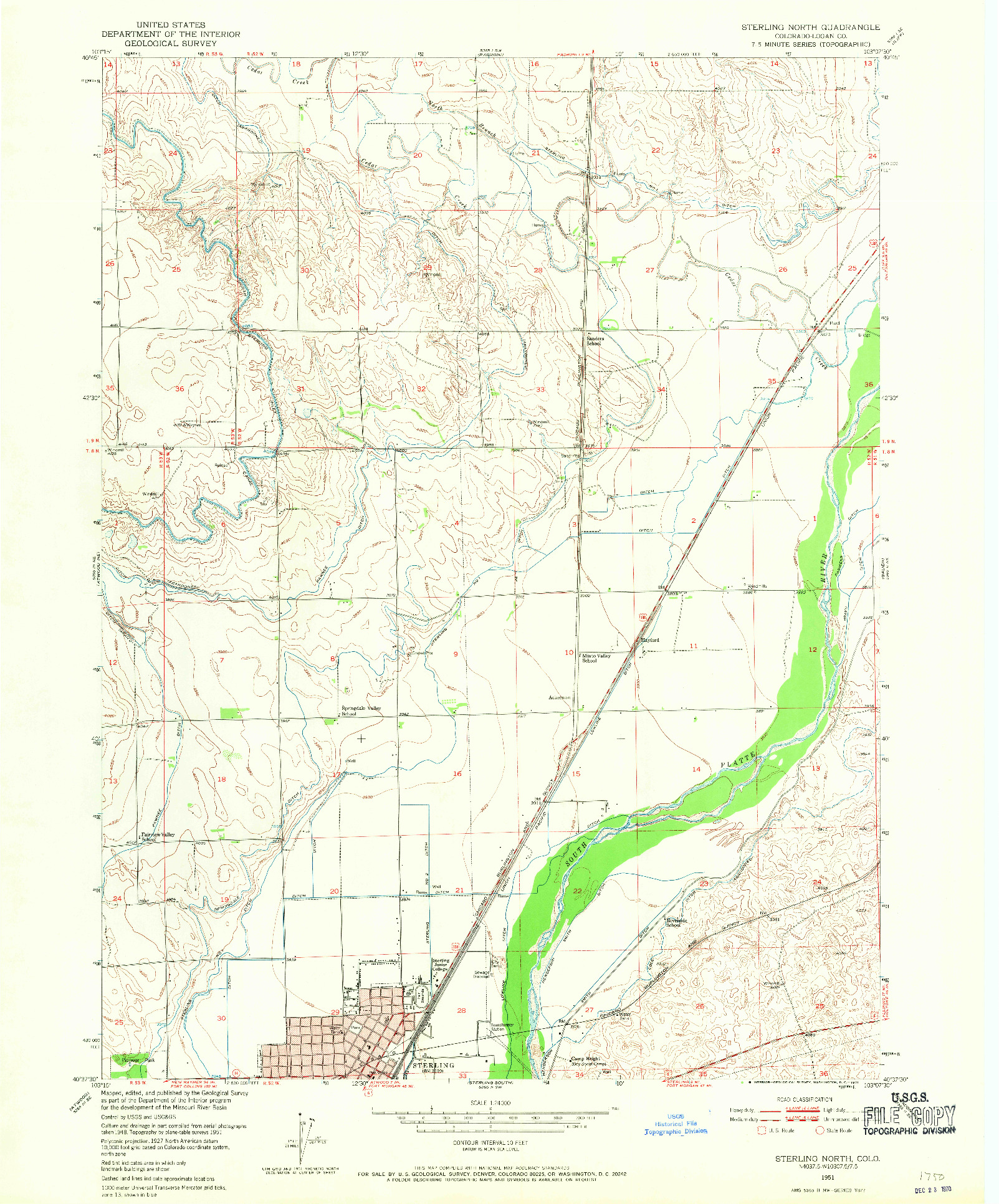 USGS 1:24000-SCALE QUADRANGLE FOR STERLING NORTH, CO 1951