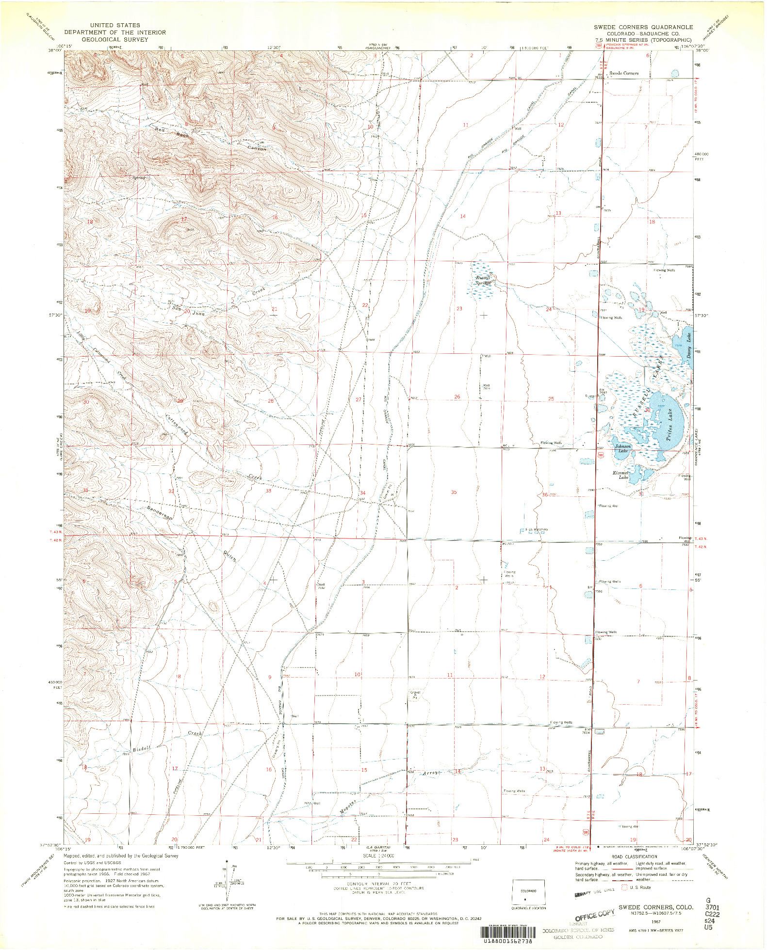 USGS 1:24000-SCALE QUADRANGLE FOR SWEDE CORNERS, CO 1967
