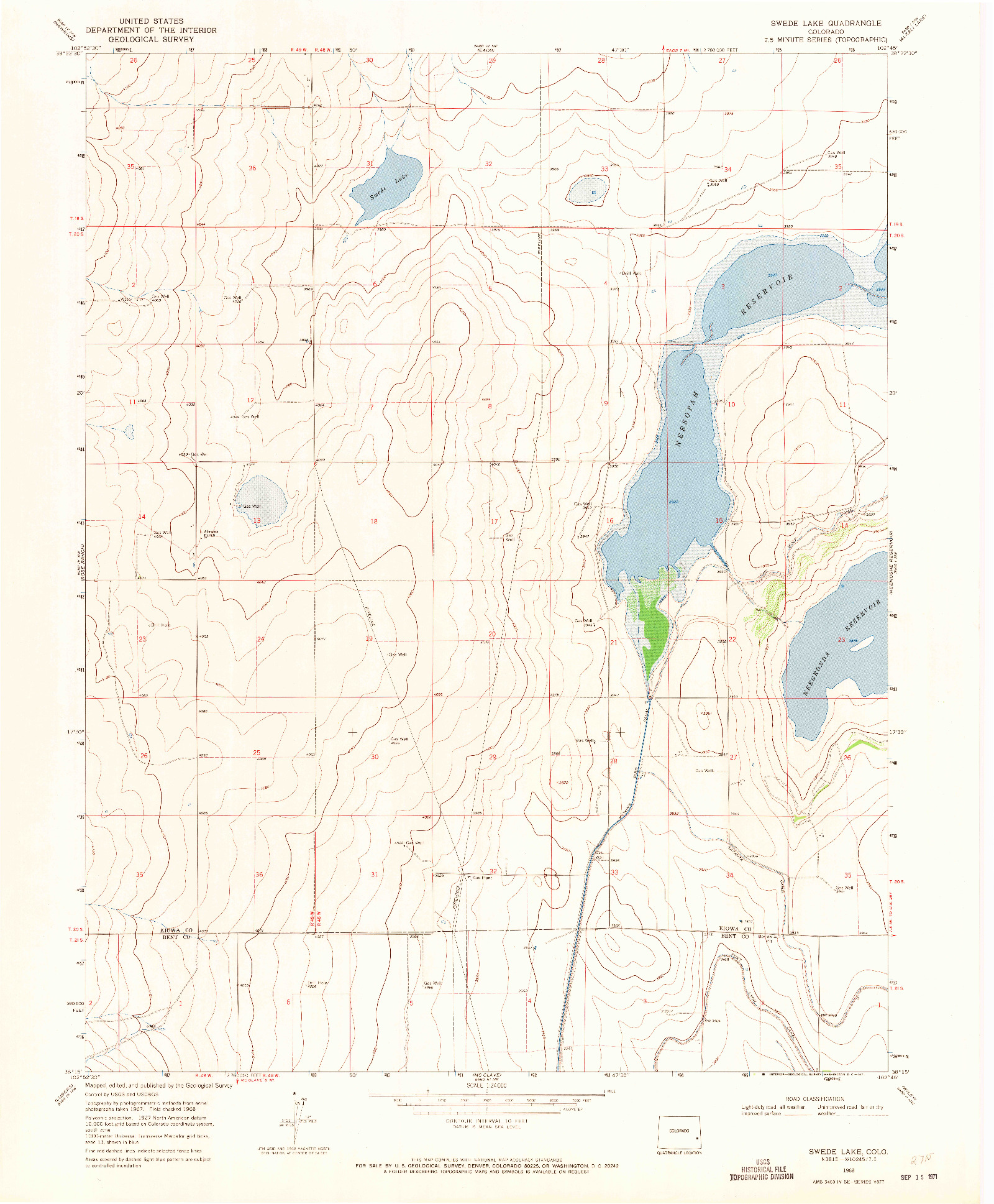 USGS 1:24000-SCALE QUADRANGLE FOR SWEDE LAKE, CO 1968