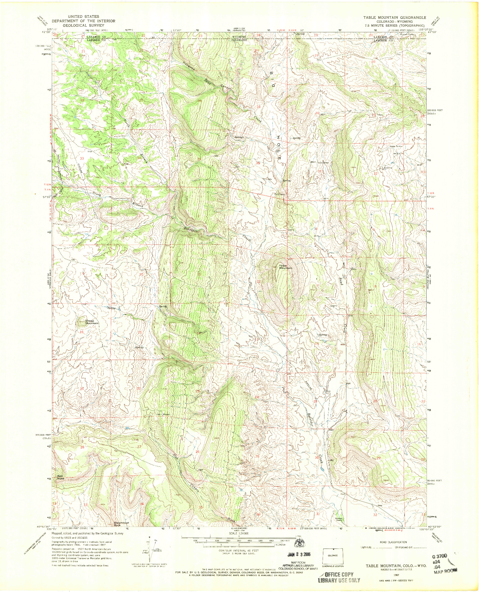 USGS 1:24000-SCALE QUADRANGLE FOR TABLE MOUNTAIN, CO 1967