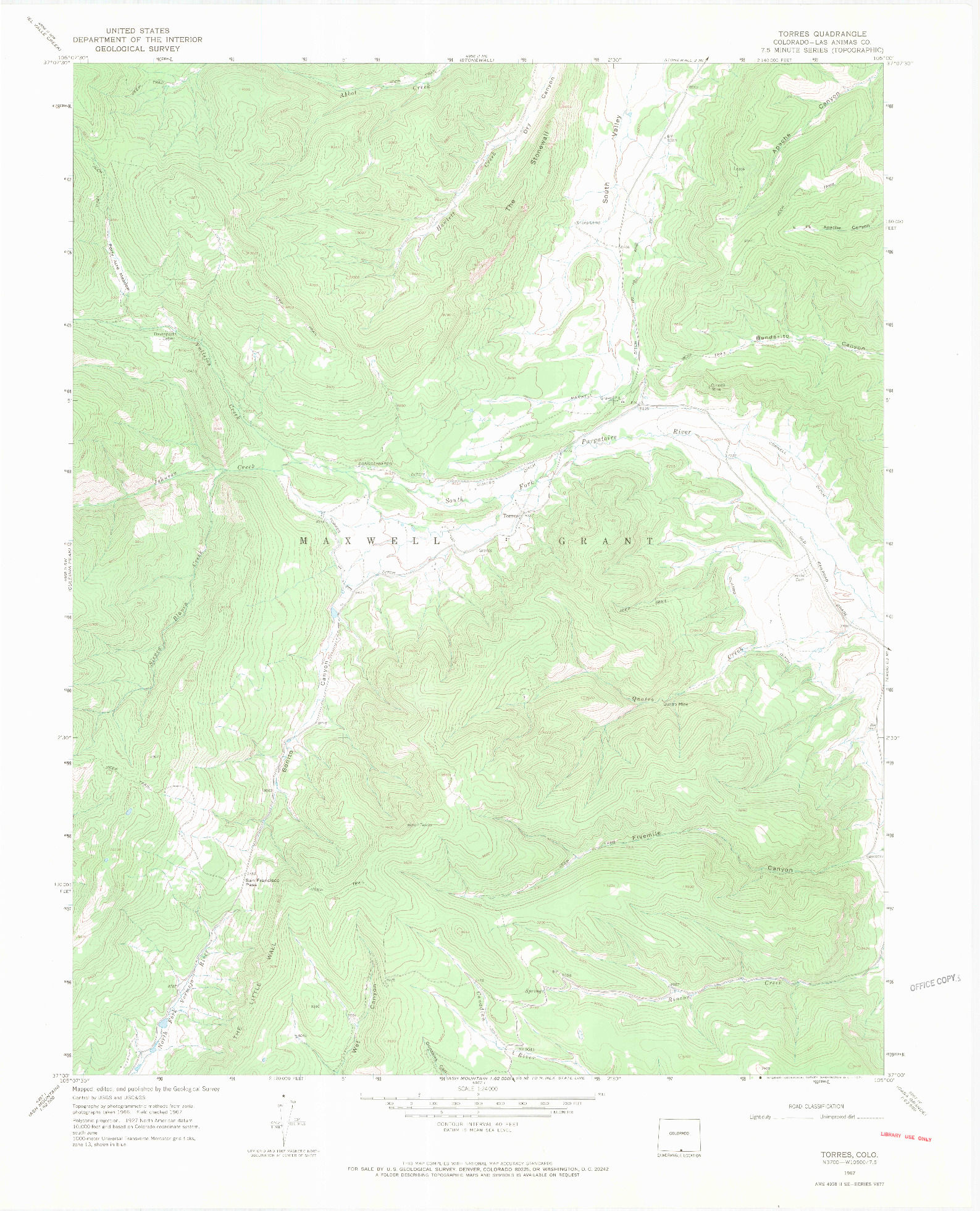 USGS 1:24000-SCALE QUADRANGLE FOR TORRES, CO 1967