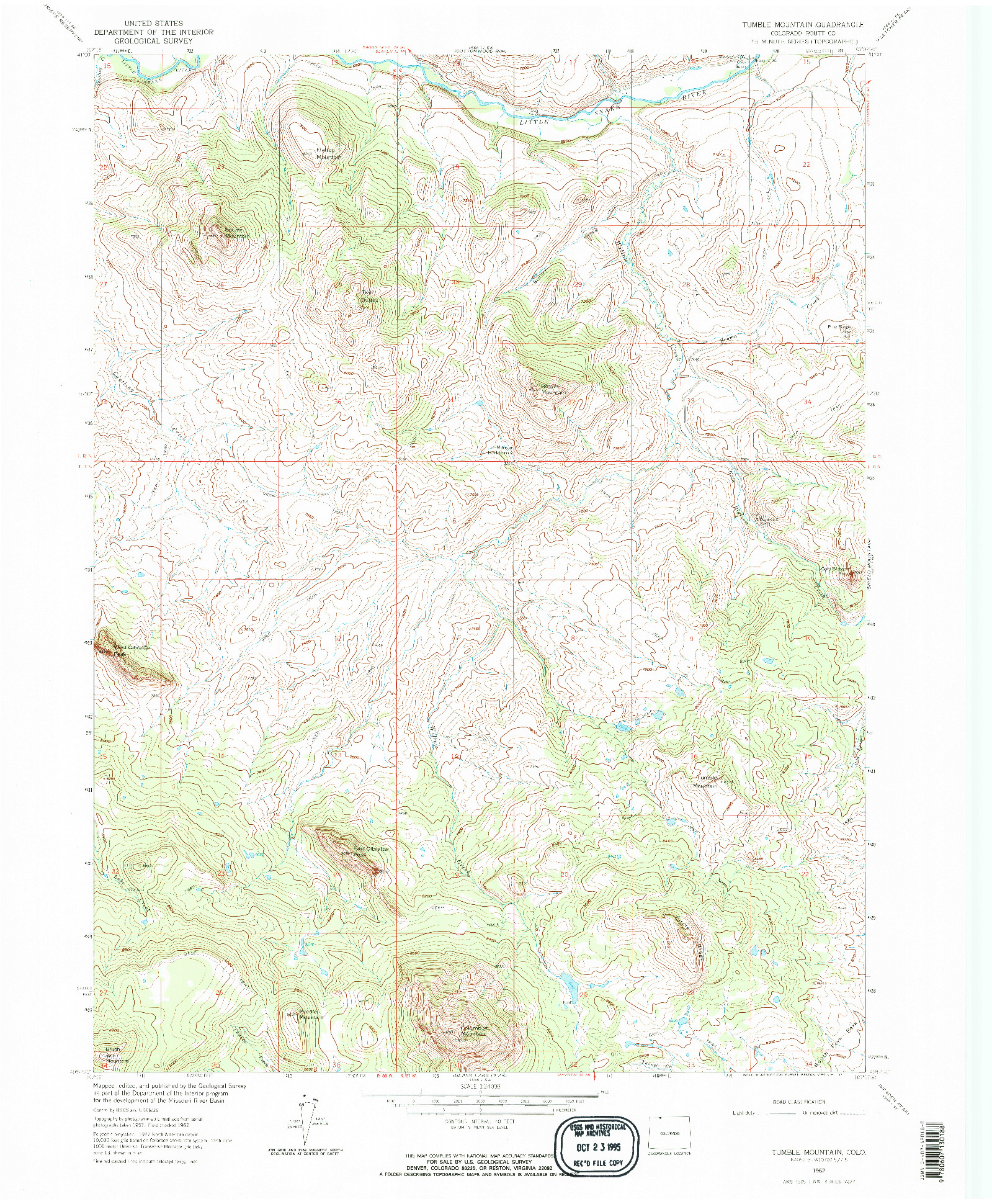 USGS 1:24000-SCALE QUADRANGLE FOR TUMBLE MOUNTAIN, CO 1962