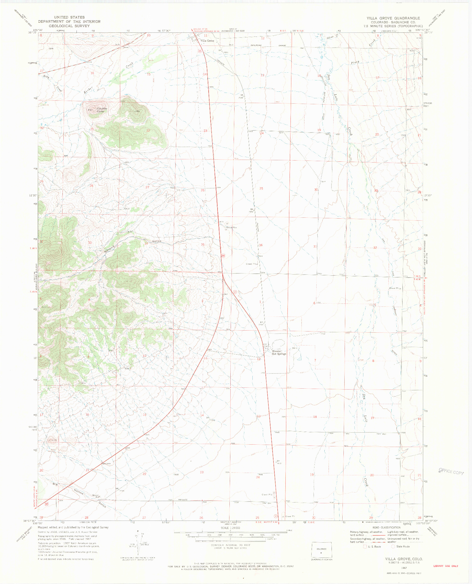 USGS 1:24000-SCALE QUADRANGLE FOR VILLA GROVE, CO 1967