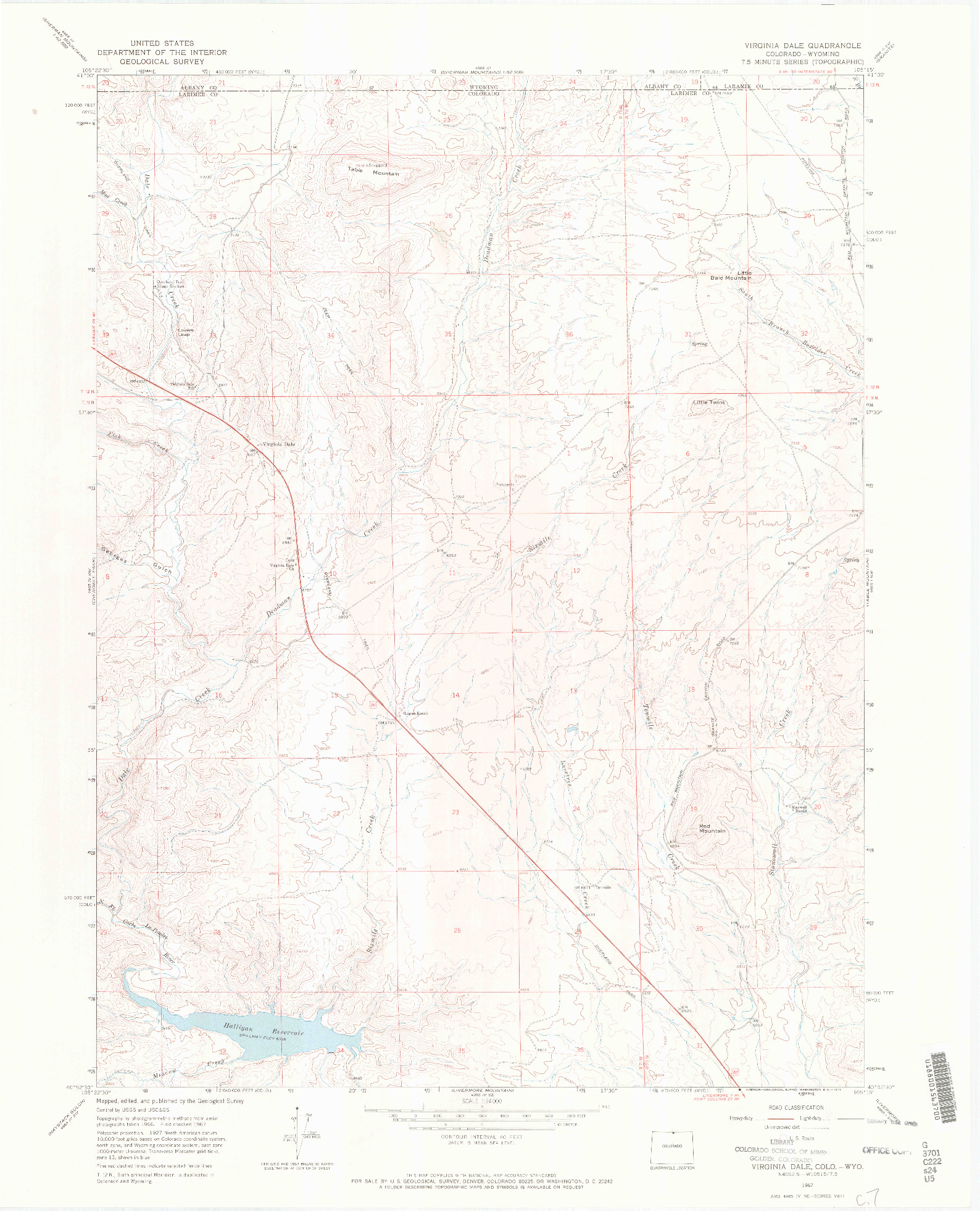 USGS 1:24000-SCALE QUADRANGLE FOR VIRGINIA DALE, CO 1967