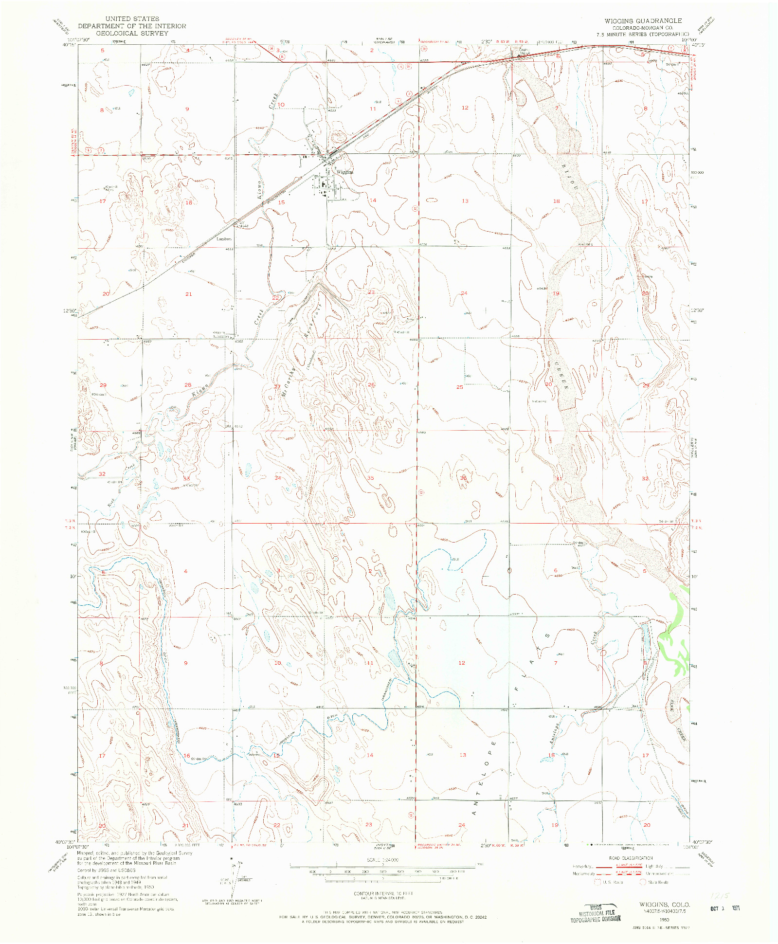 USGS 1:24000-SCALE QUADRANGLE FOR WIGGINS, CO 1950