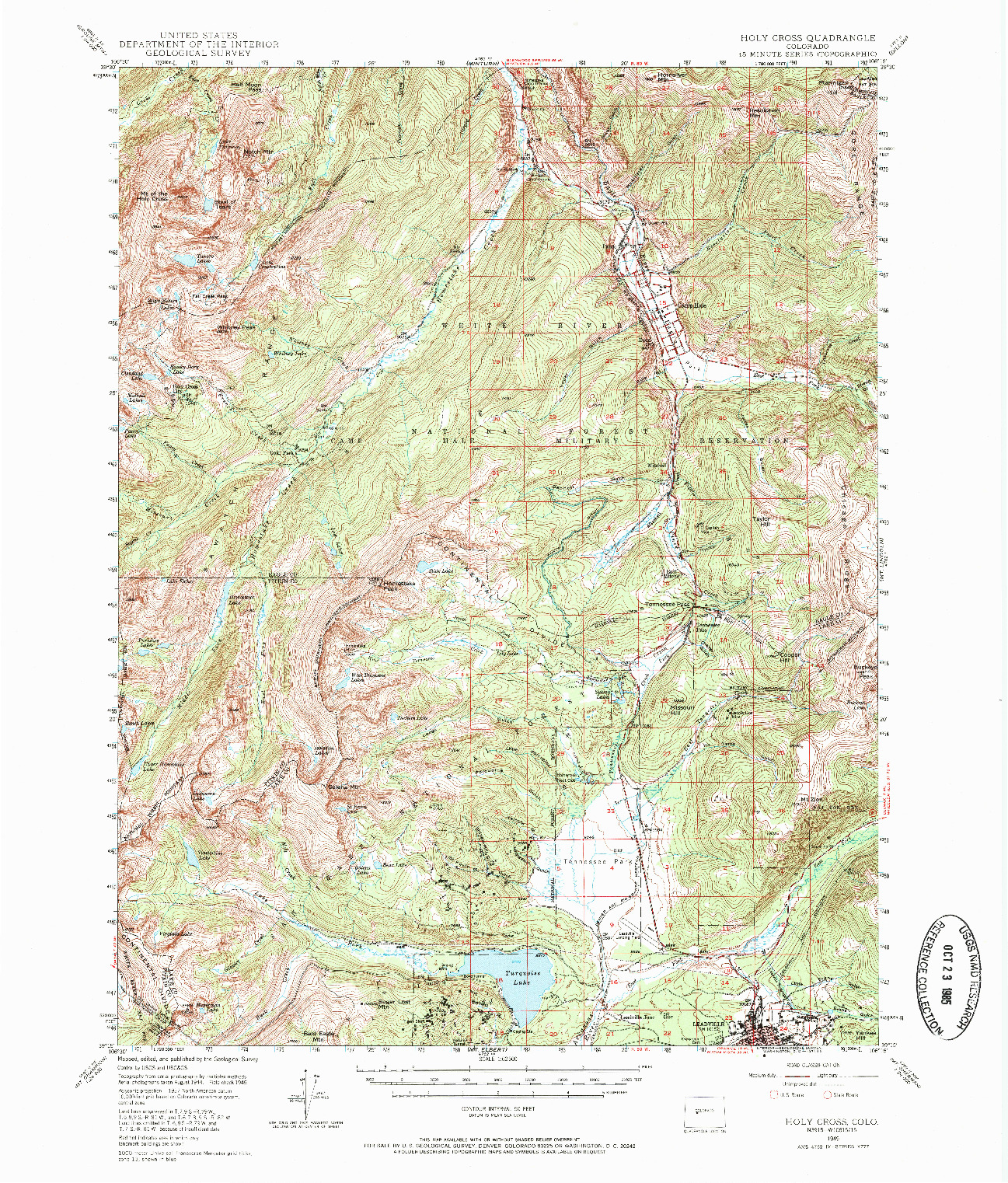 USGS 1:62500-SCALE QUADRANGLE FOR HOLY CROSS, CO 1949