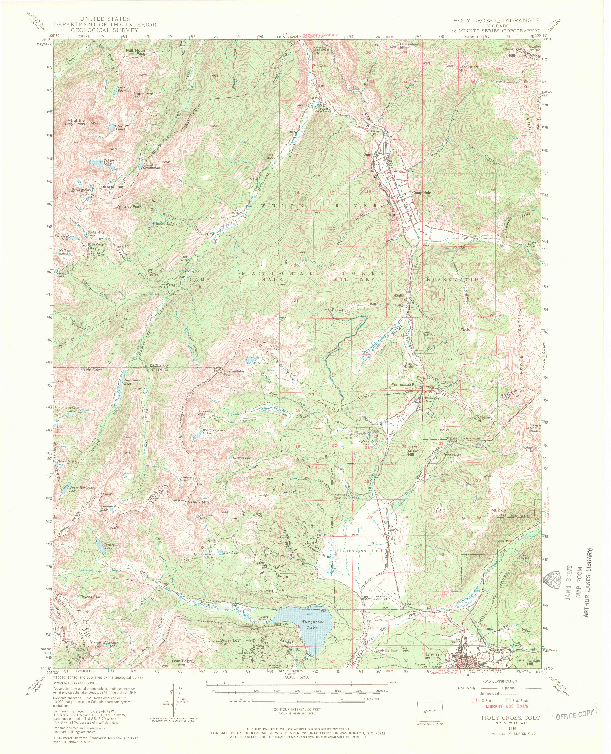 USGS 1:62500-SCALE QUADRANGLE FOR HOLY CROSS, CO 1949