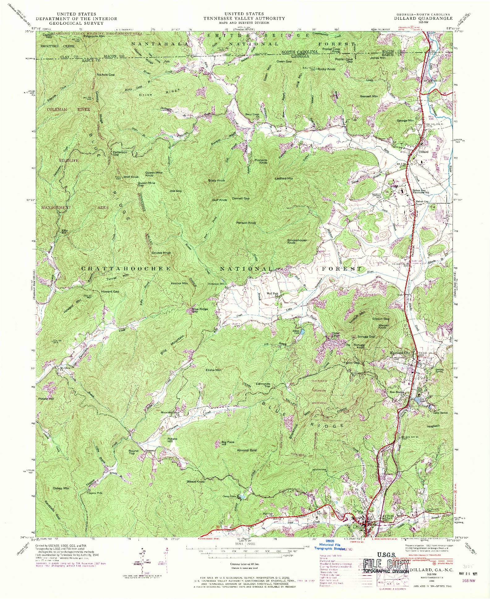 USGS 1:24000-SCALE QUADRANGLE FOR DILLARD, GA 1946