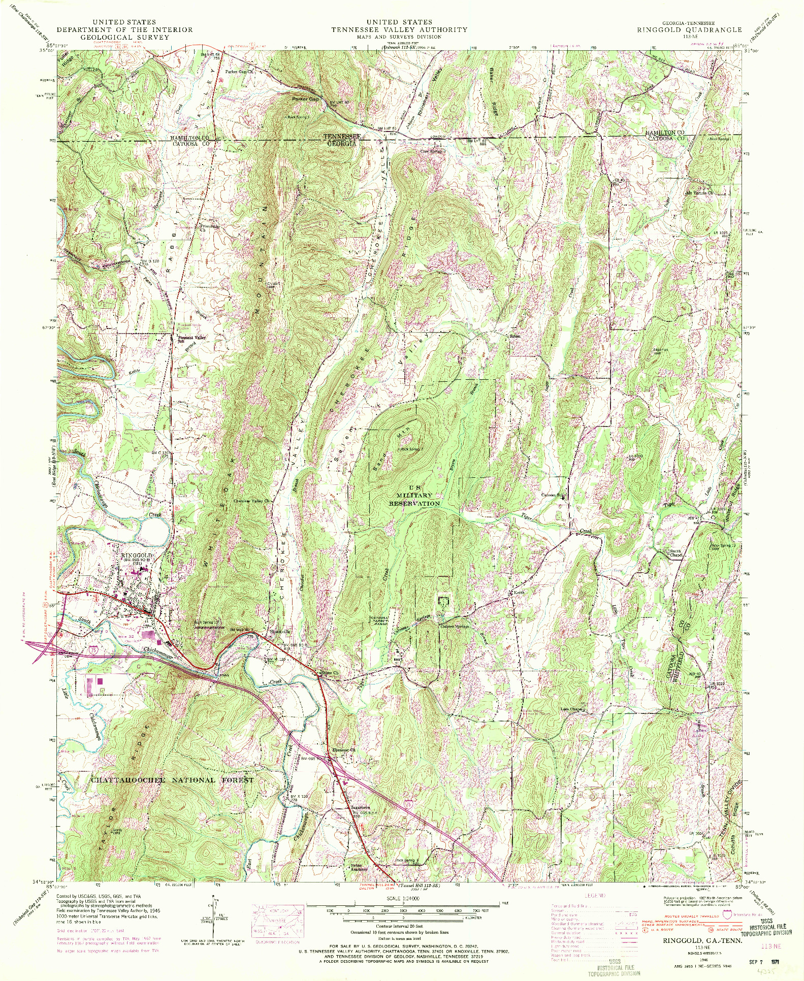 USGS 1:24000-SCALE QUADRANGLE FOR RINGGOLD, GA 1946