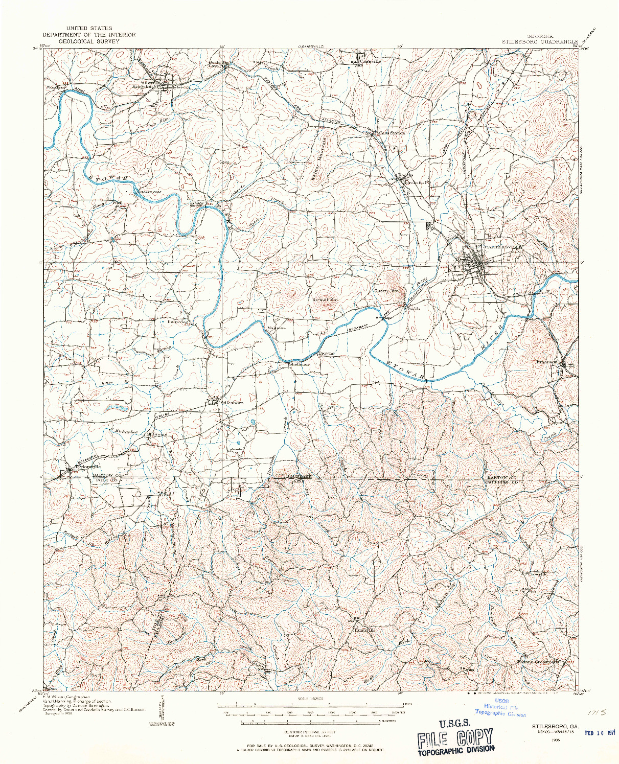 USGS 1:62500-SCALE QUADRANGLE FOR STILESBORO, GA 1906