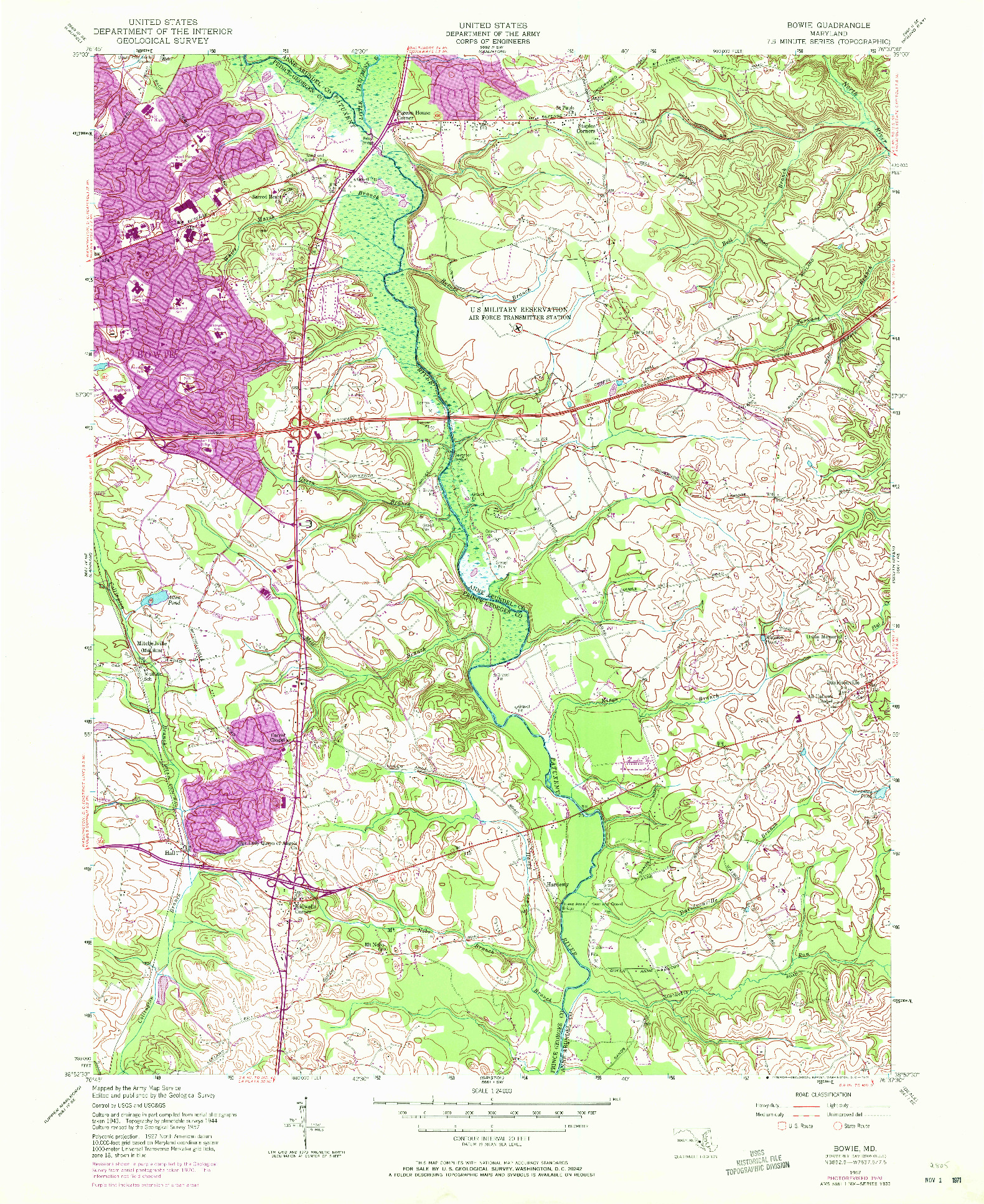 USGS 1:24000-SCALE QUADRANGLE FOR BOWIE, MD 1957