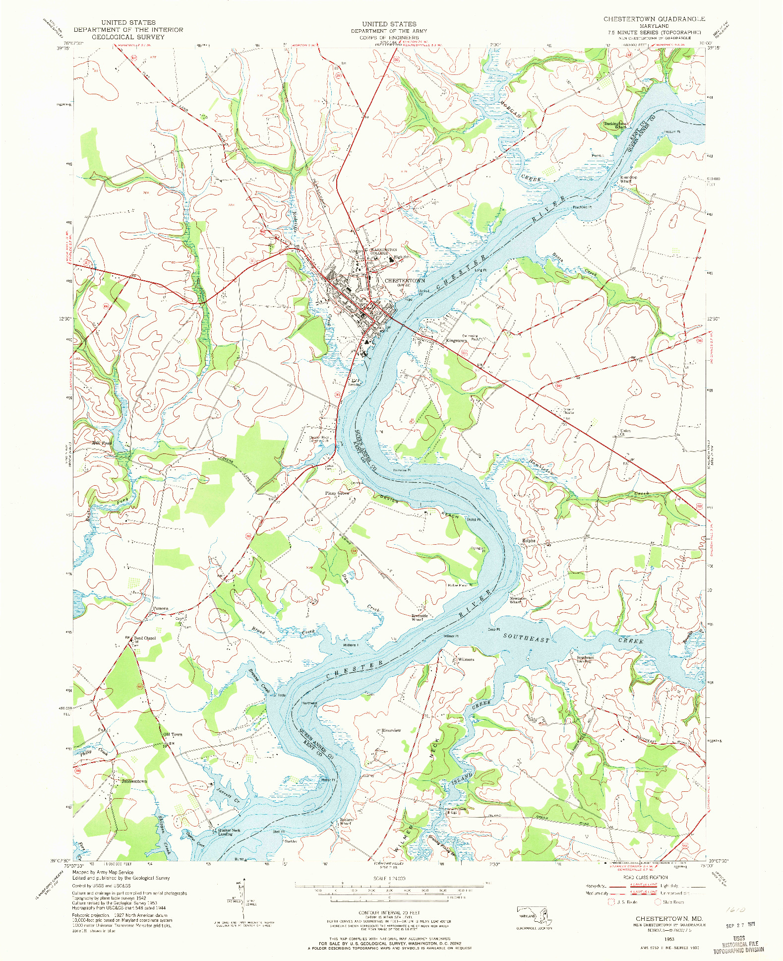 USGS 1:24000-SCALE QUADRANGLE FOR CHESTERTOWN, MD 1953