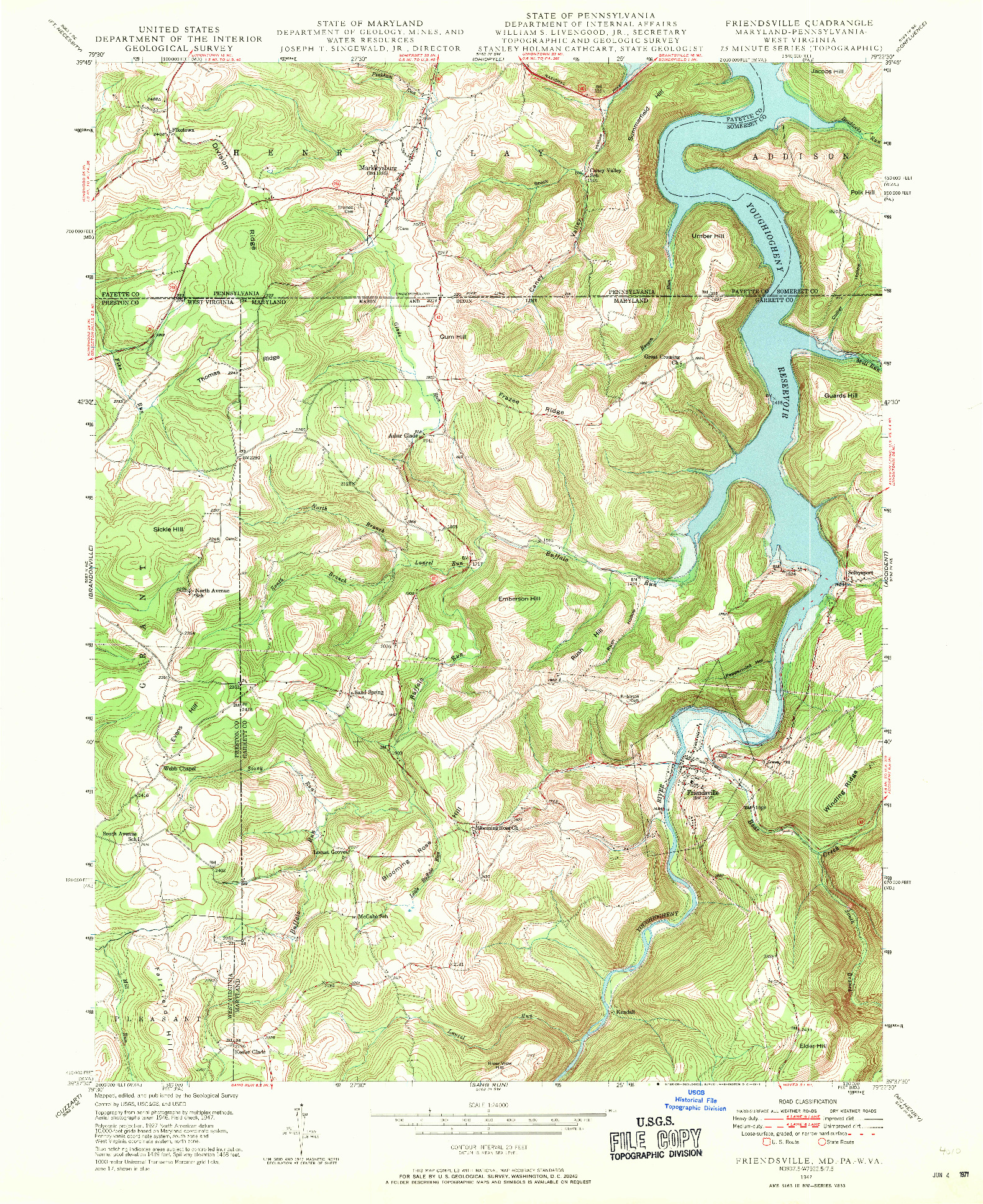 USGS 1:24000-SCALE QUADRANGLE FOR FRIENDSVILLE, MD 1947