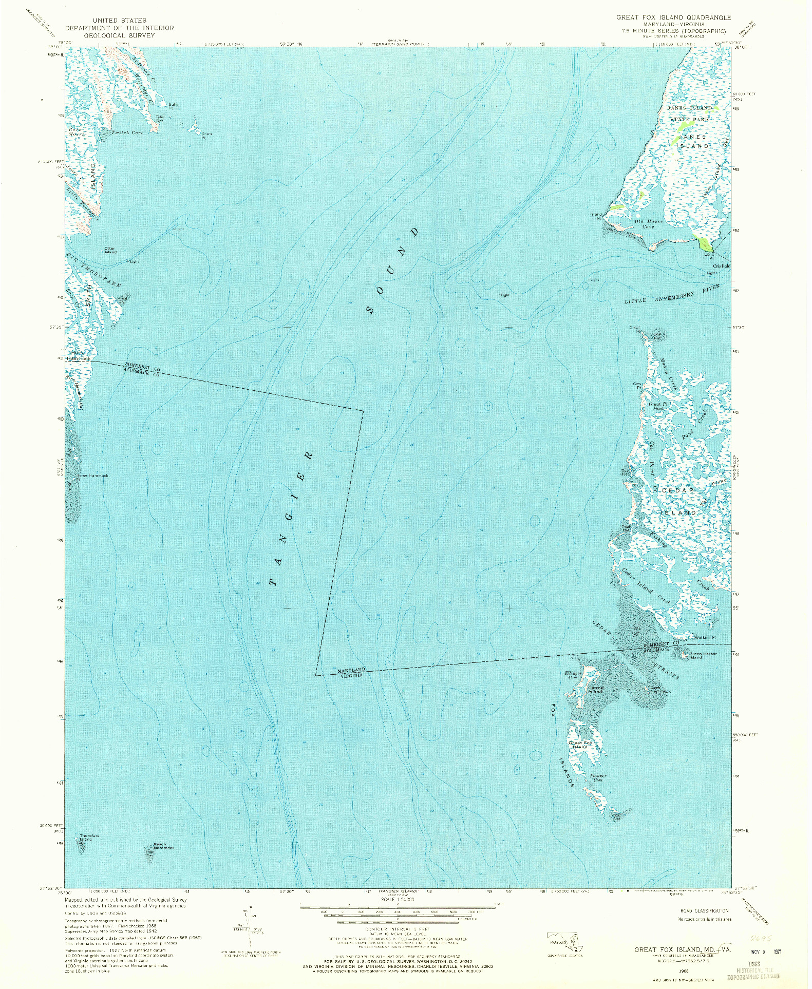 USGS 1:24000-SCALE QUADRANGLE FOR GREAT FOX ISLAND, MD 1968