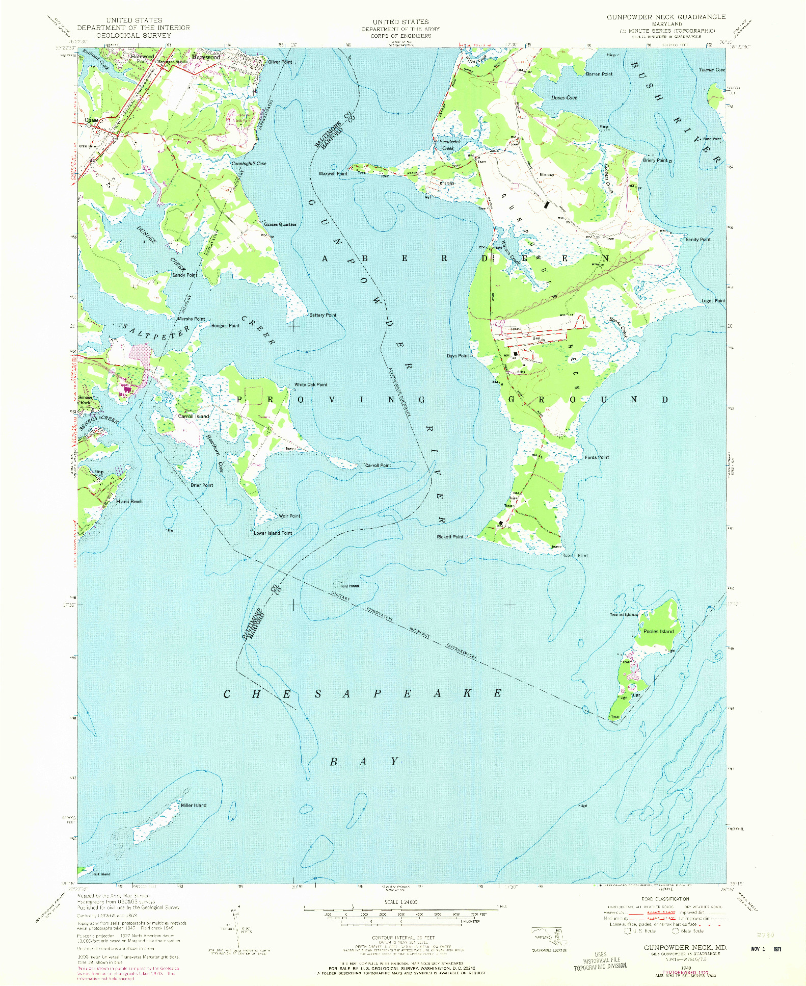 USGS 1:24000-SCALE QUADRANGLE FOR GUNPOWDER NECK, MD 1949