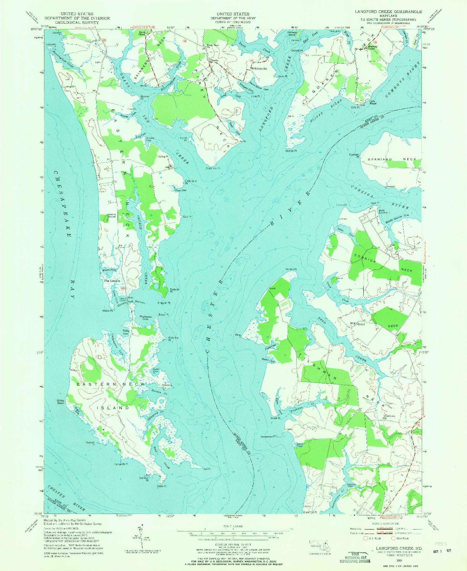 USGS 1:24000-SCALE QUADRANGLE FOR LANGFORD CREEK, MD 1954