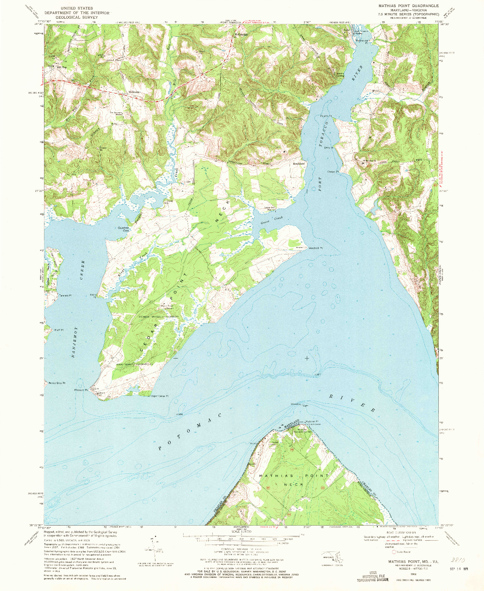USGS 1:24000-SCALE QUADRANGLE FOR MATHIAS POINT, MD 1968