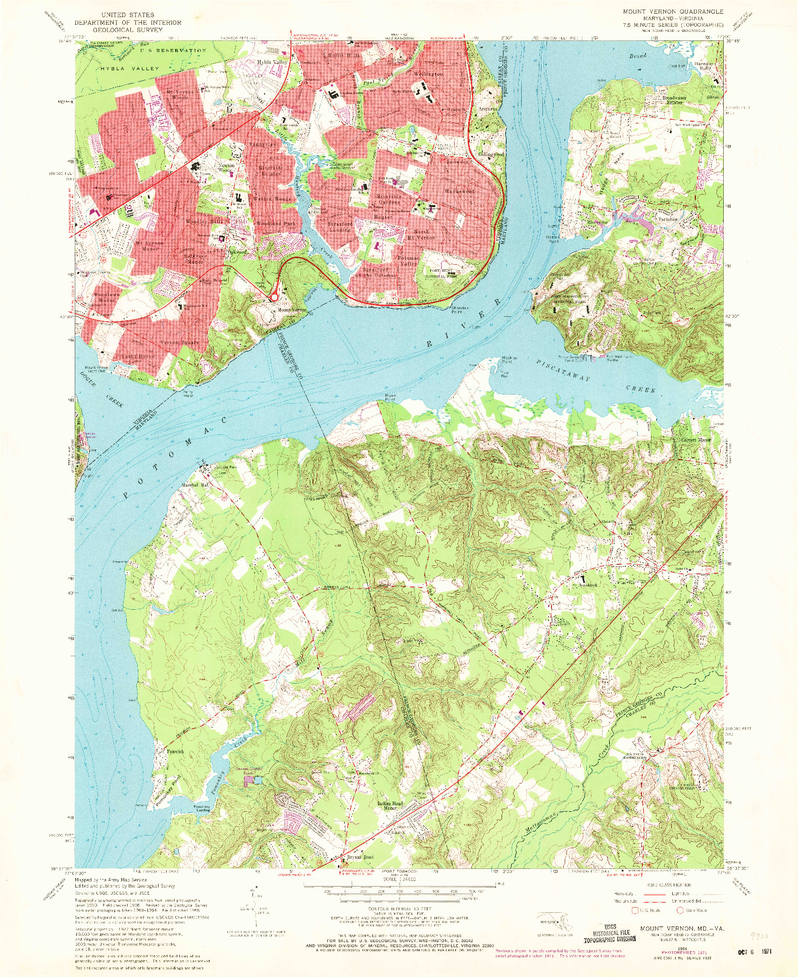 USGS 1:24000-SCALE QUADRANGLE FOR MOUNT VERNON, MD 1966