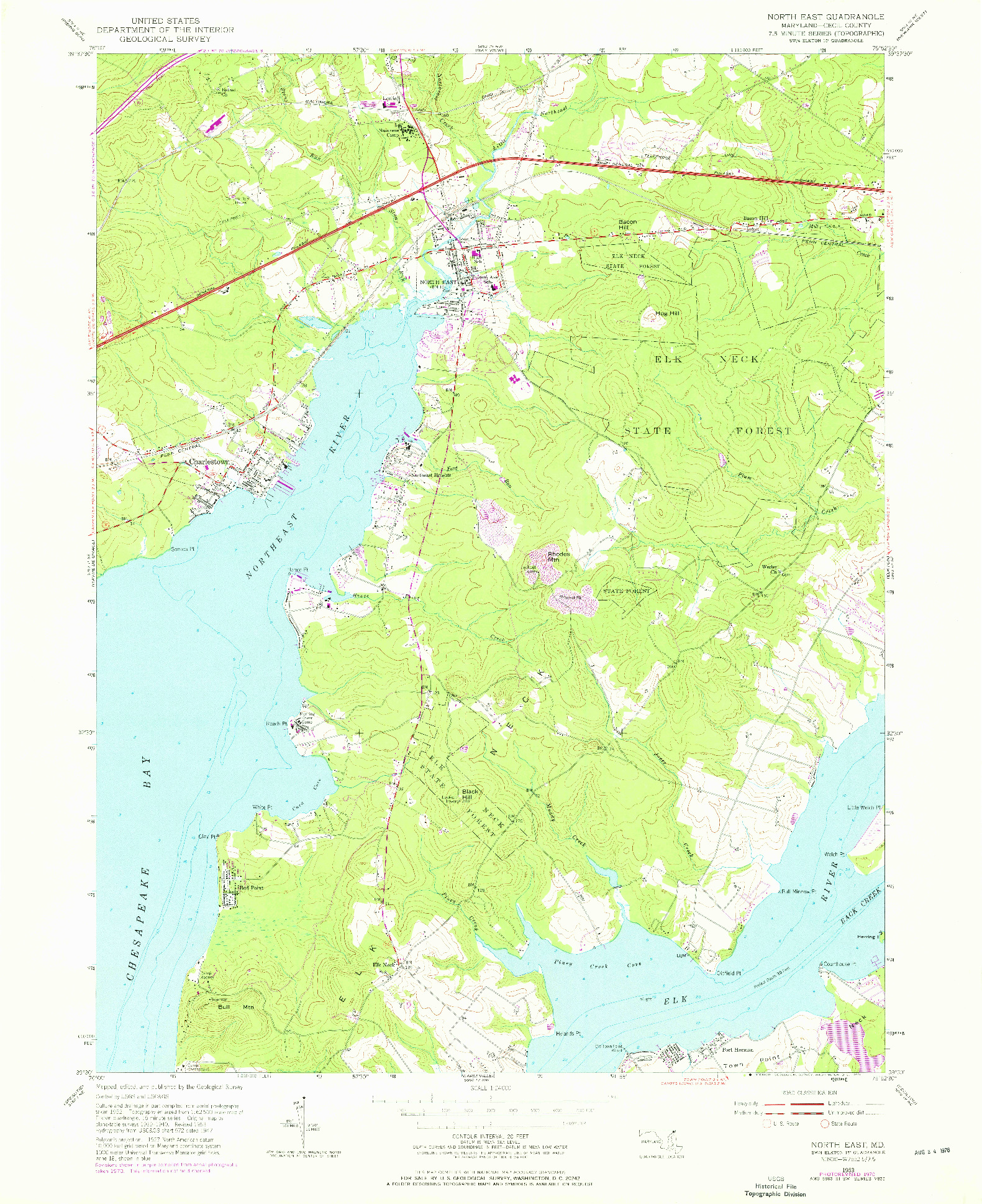 USGS 1:24000-SCALE QUADRANGLE FOR NORTH EAST, MD 1953