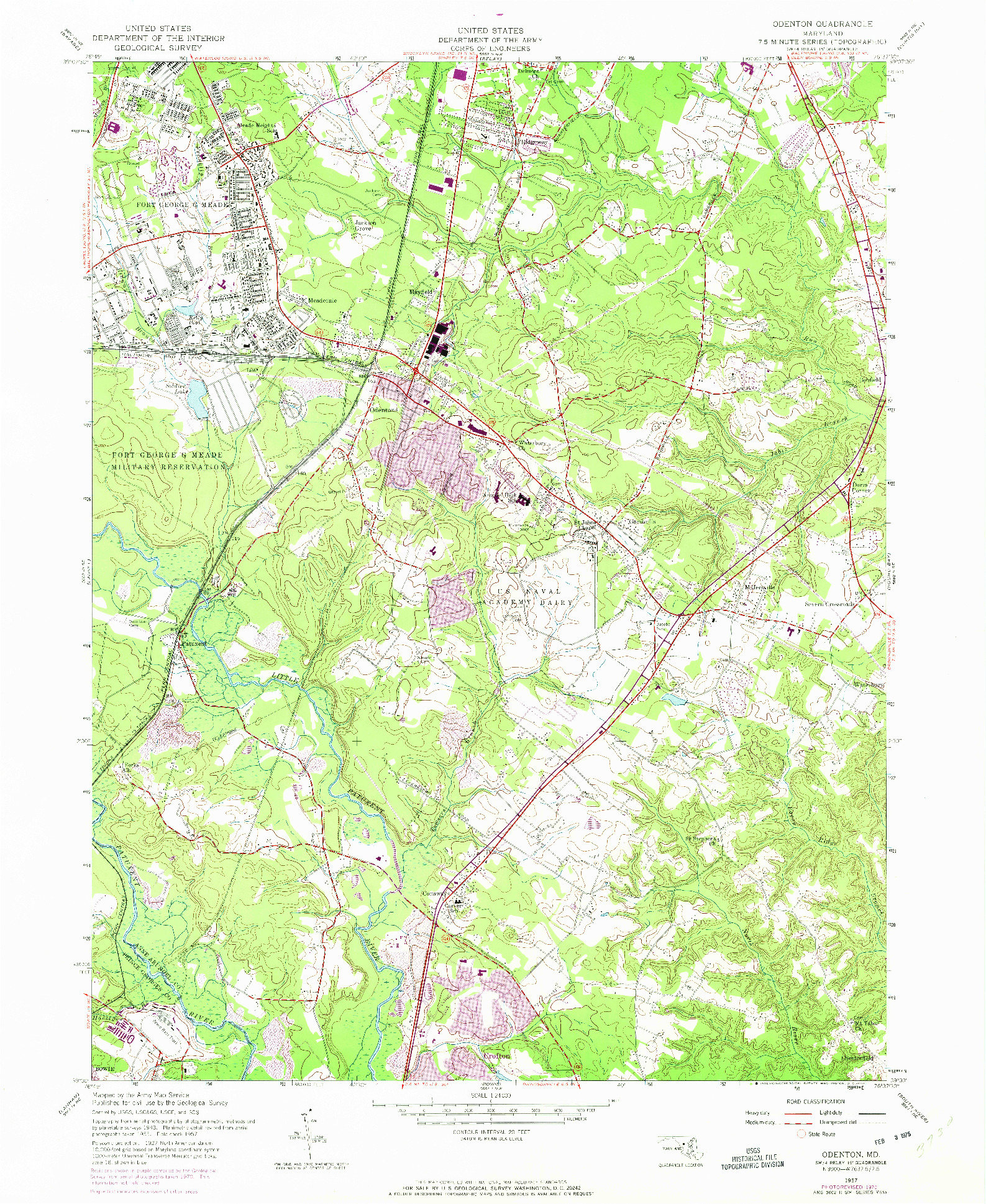 USGS 1:24000-SCALE QUADRANGLE FOR ODENTON, MD 1957