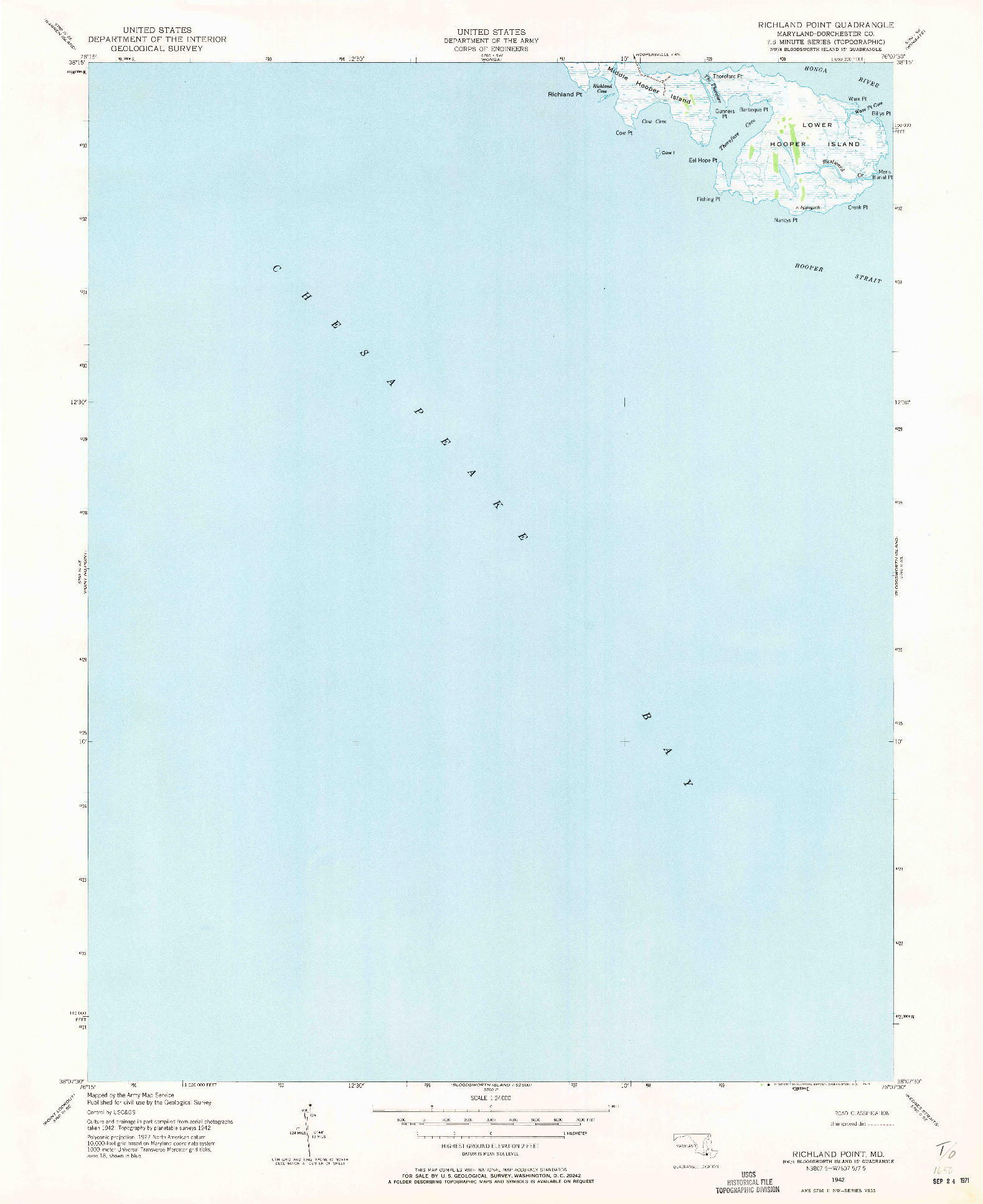 USGS 1:24000-SCALE QUADRANGLE FOR RICHLAND POINT, MD 1942