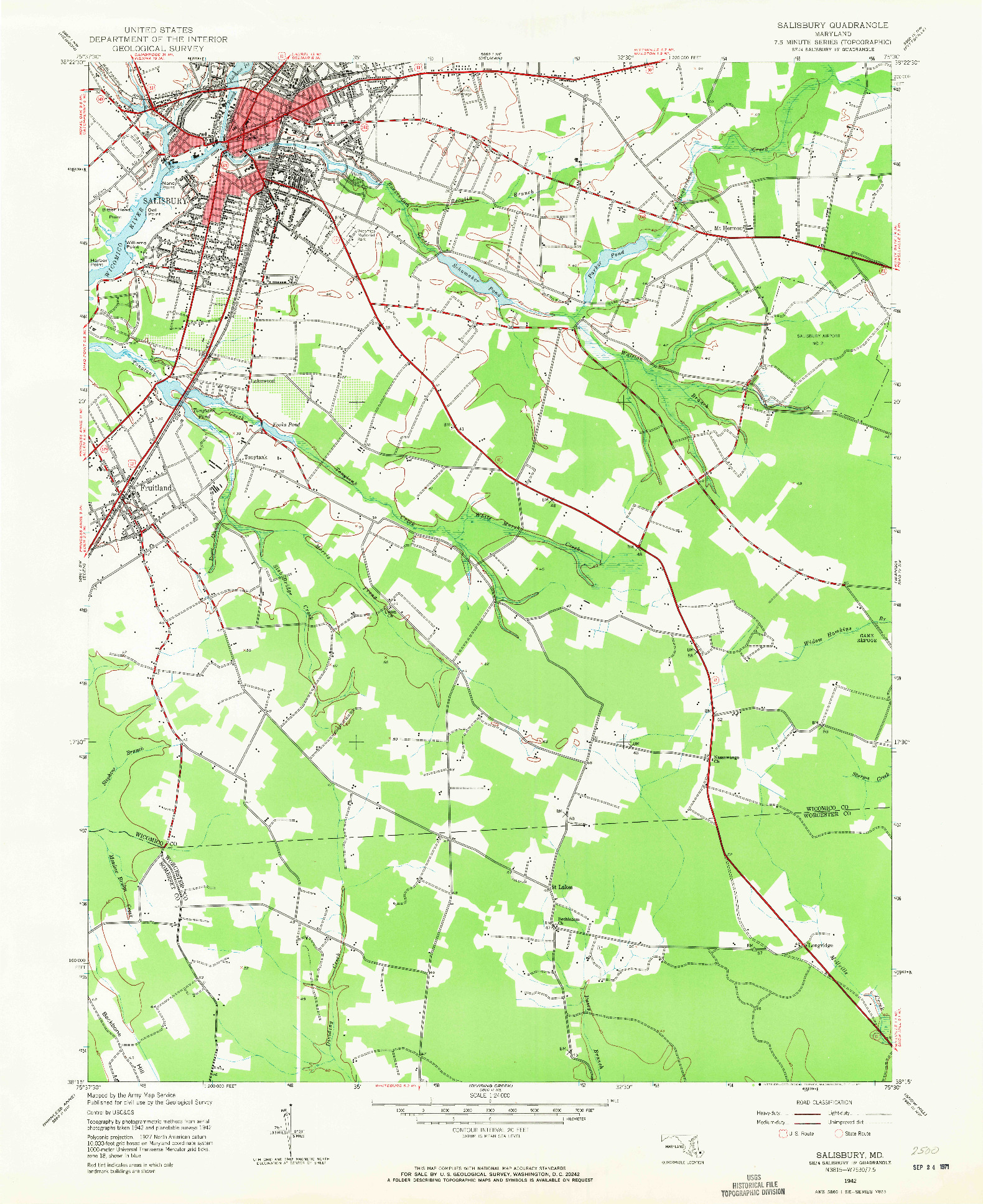 USGS 1:24000-SCALE QUADRANGLE FOR SALISBURY, MD 1942