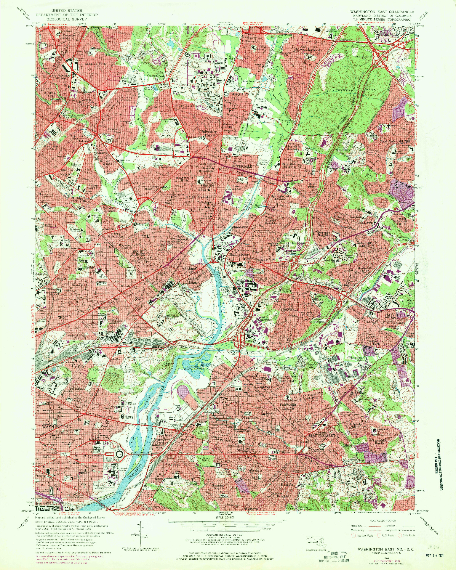 USGS 1:24000-SCALE QUADRANGLE FOR WASHINGTON EAST, MD 1965