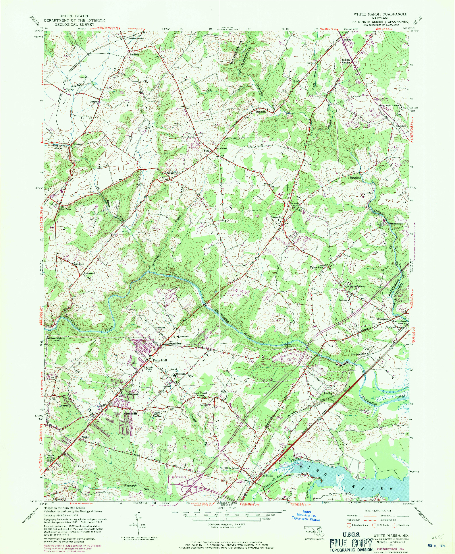 USGS 1:24000-SCALE QUADRANGLE FOR WHITE MARSH, MD 1951