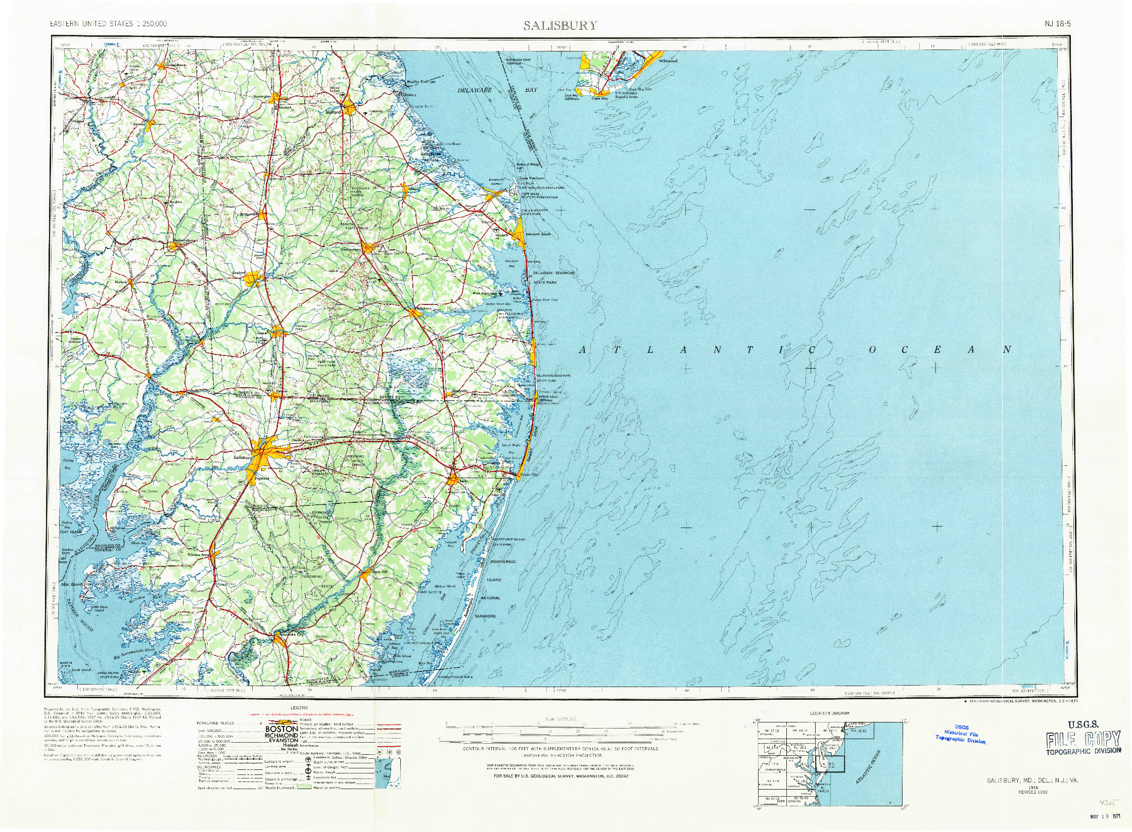 USGS 1:250000-SCALE QUADRANGLE FOR SALISBURY, MD 1946