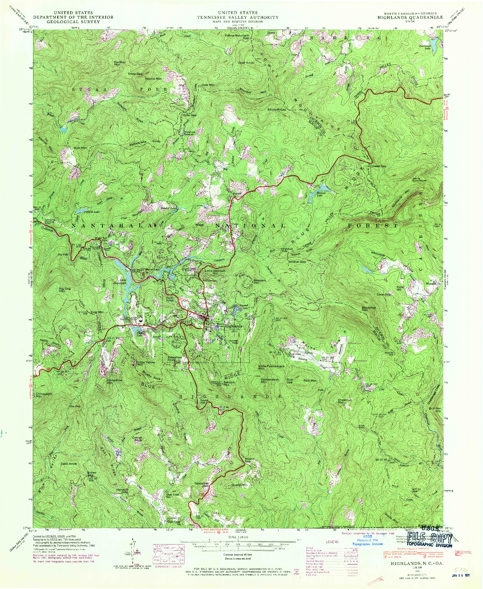 USGS 1:24000-SCALE QUADRANGLE FOR HIGHLANDS, NC 1946