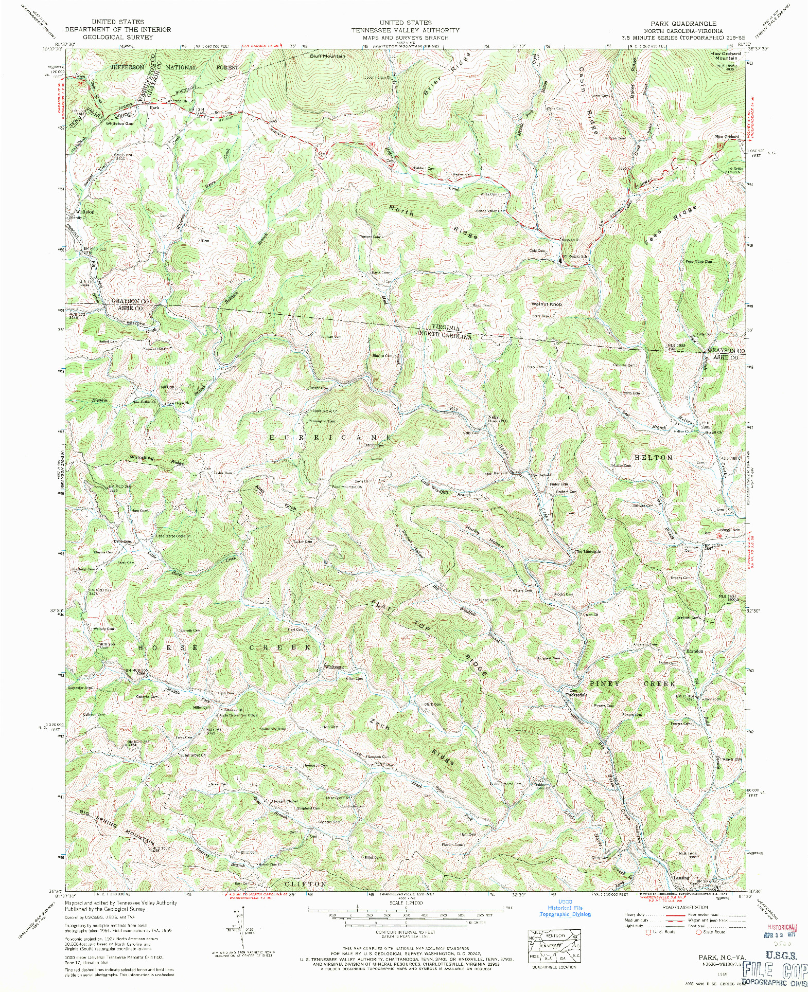 USGS 1:24000-SCALE QUADRANGLE FOR PARK, NC 1959