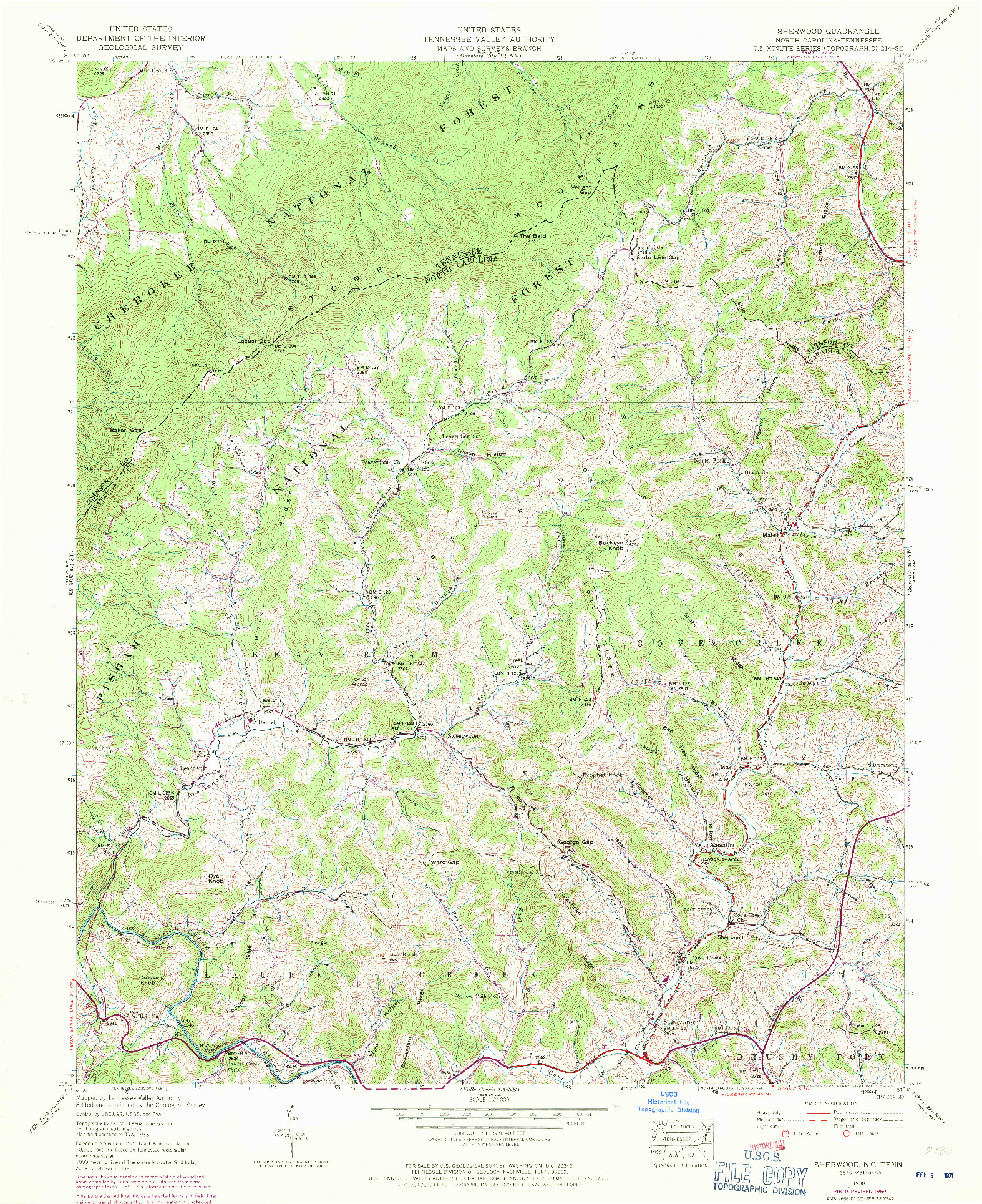 USGS 1:24000-SCALE QUADRANGLE FOR SHERWOOD, NC 1938