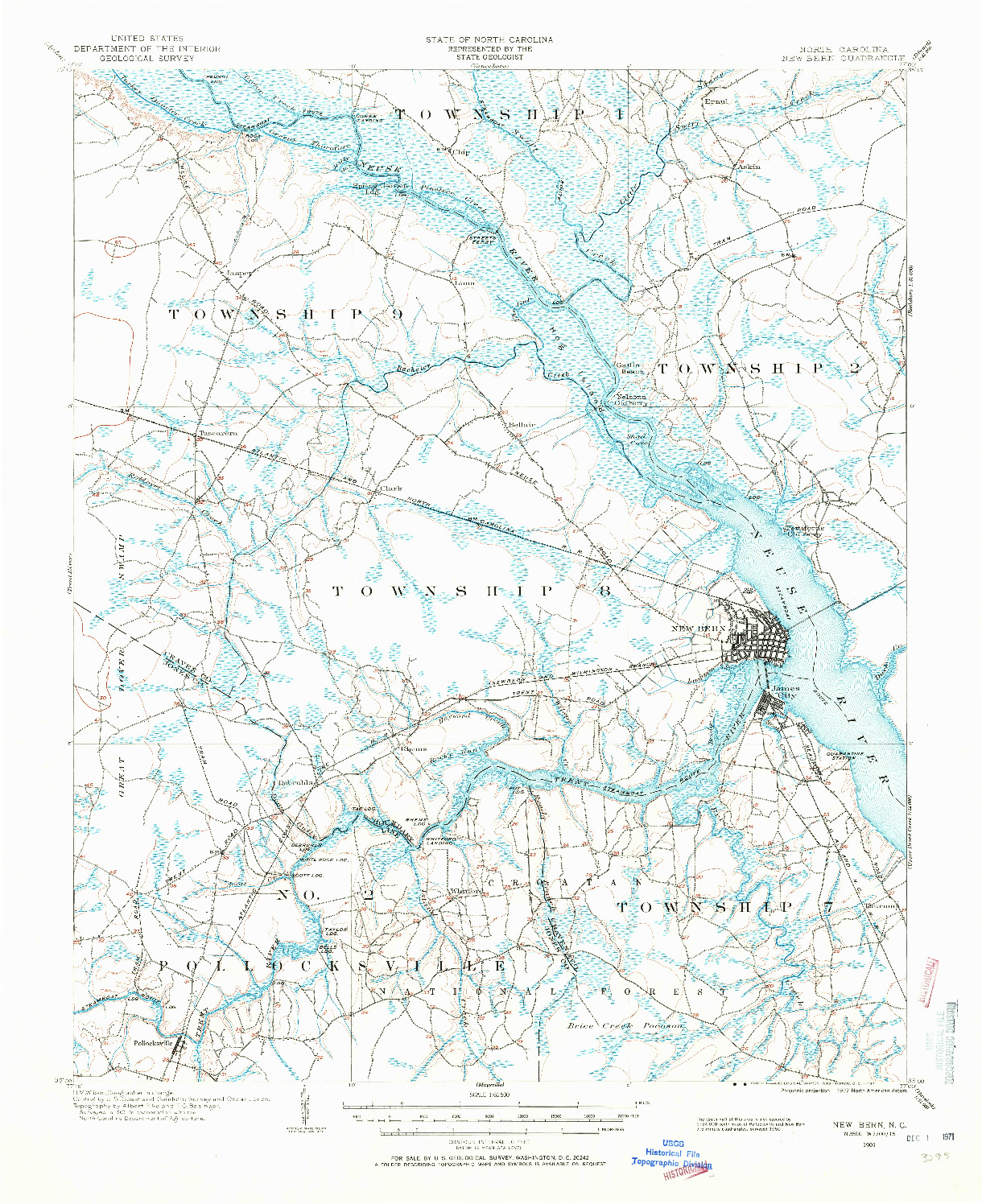 USGS 1:62500-SCALE QUADRANGLE FOR NEW BERN, NC 1901