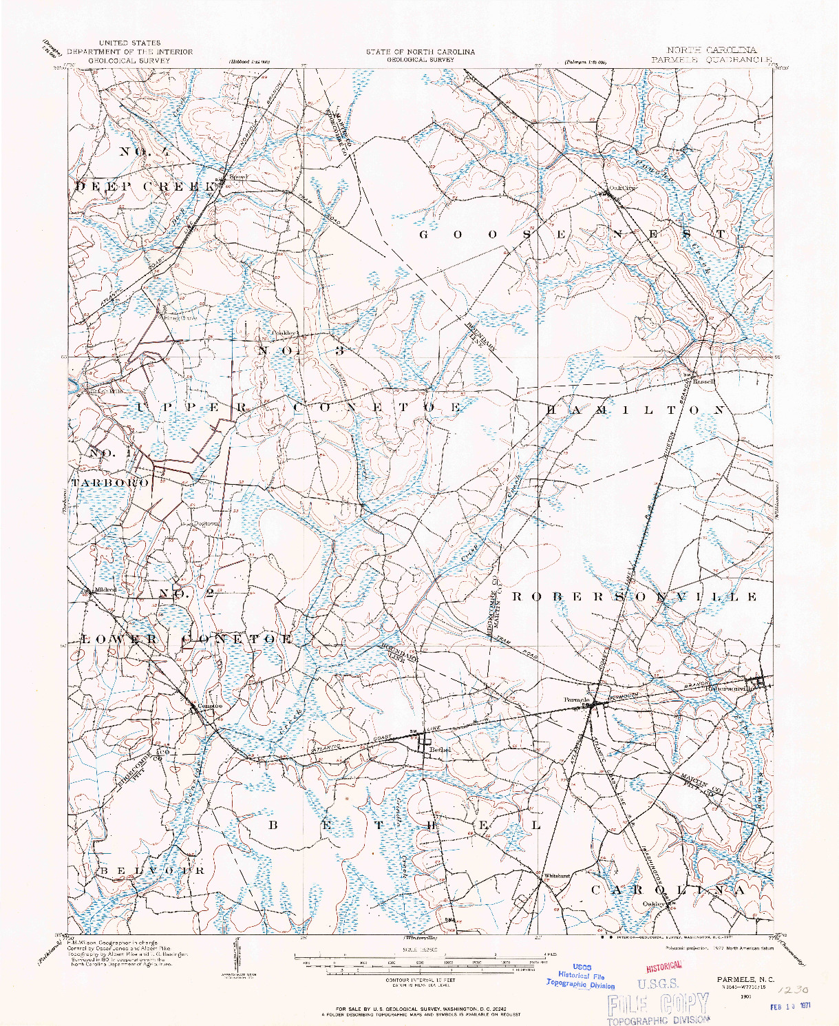 USGS 1:62500-SCALE QUADRANGLE FOR PARMELE, NC 1901