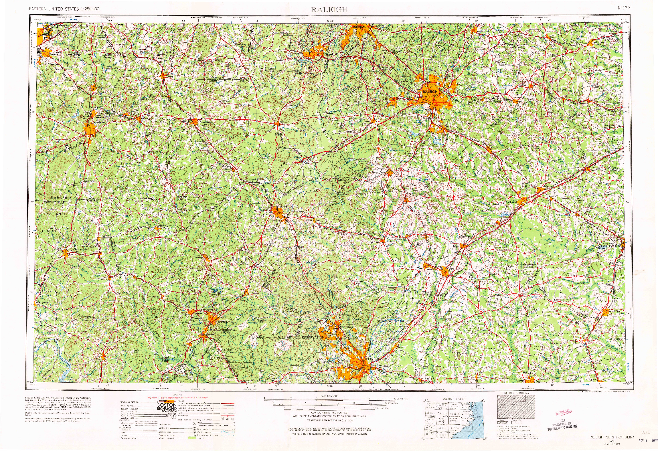 USGS 1:250000-SCALE QUADRANGLE FOR RALEIGH, NC 1953