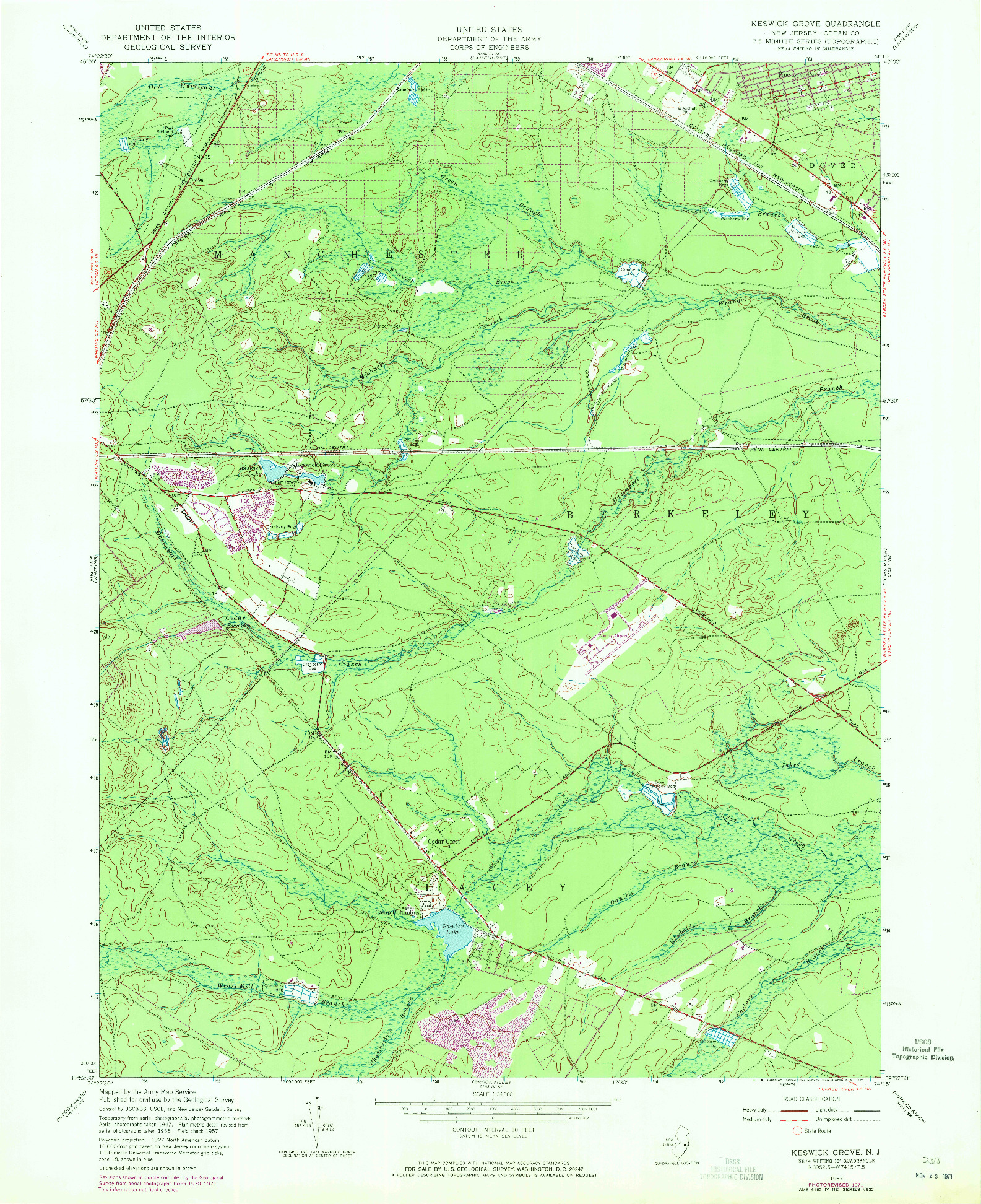 USGS 1:24000-SCALE QUADRANGLE FOR KESWICK GROVE, NJ 1957