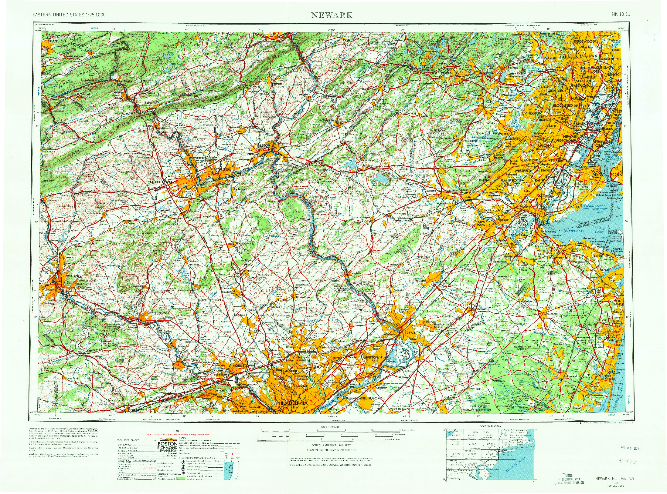 USGS 1:250000-SCALE QUADRANGLE FOR NEWARK, NJ 1944