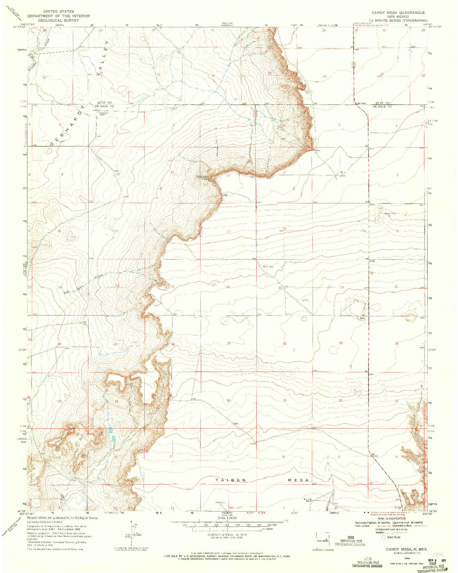 USGS 1:24000-SCALE QUADRANGLE FOR CANDY MESA, NM 1968